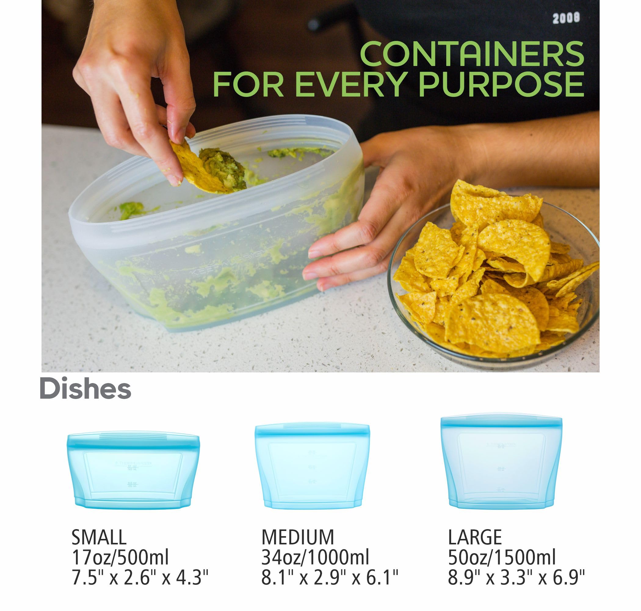 Zip Standing Reusable Silicone Food Storage Bag, Stand Up Food Storage Container, Reusable Zipper seal bag, no lid required, for Food Storage& Meal Prep, Freezer Oven Dishwasher - Safe, Set of 6 Bowls