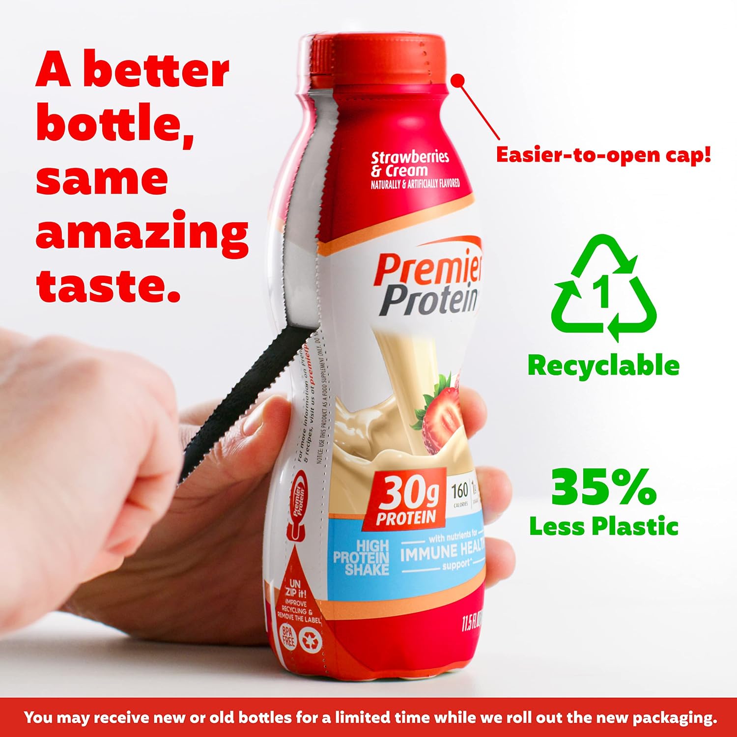 Premier Protein Shake 30g Protein 24 Vitamins Minerals 11.5oz Bottle Peaches & Cream Strawberries 12 Pack Bundle