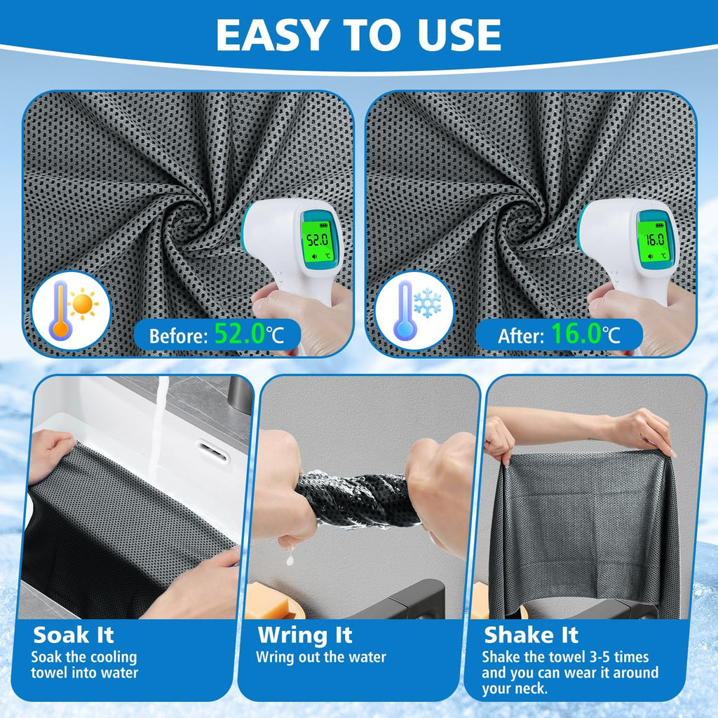 24 Pack Cooling Towels Bulk for Neck and Face 40"x12" Ice Cooling Sweat Rags Microfiber Soft Breathable Soft Chilly Towel for Yoga Golf Sport Running
