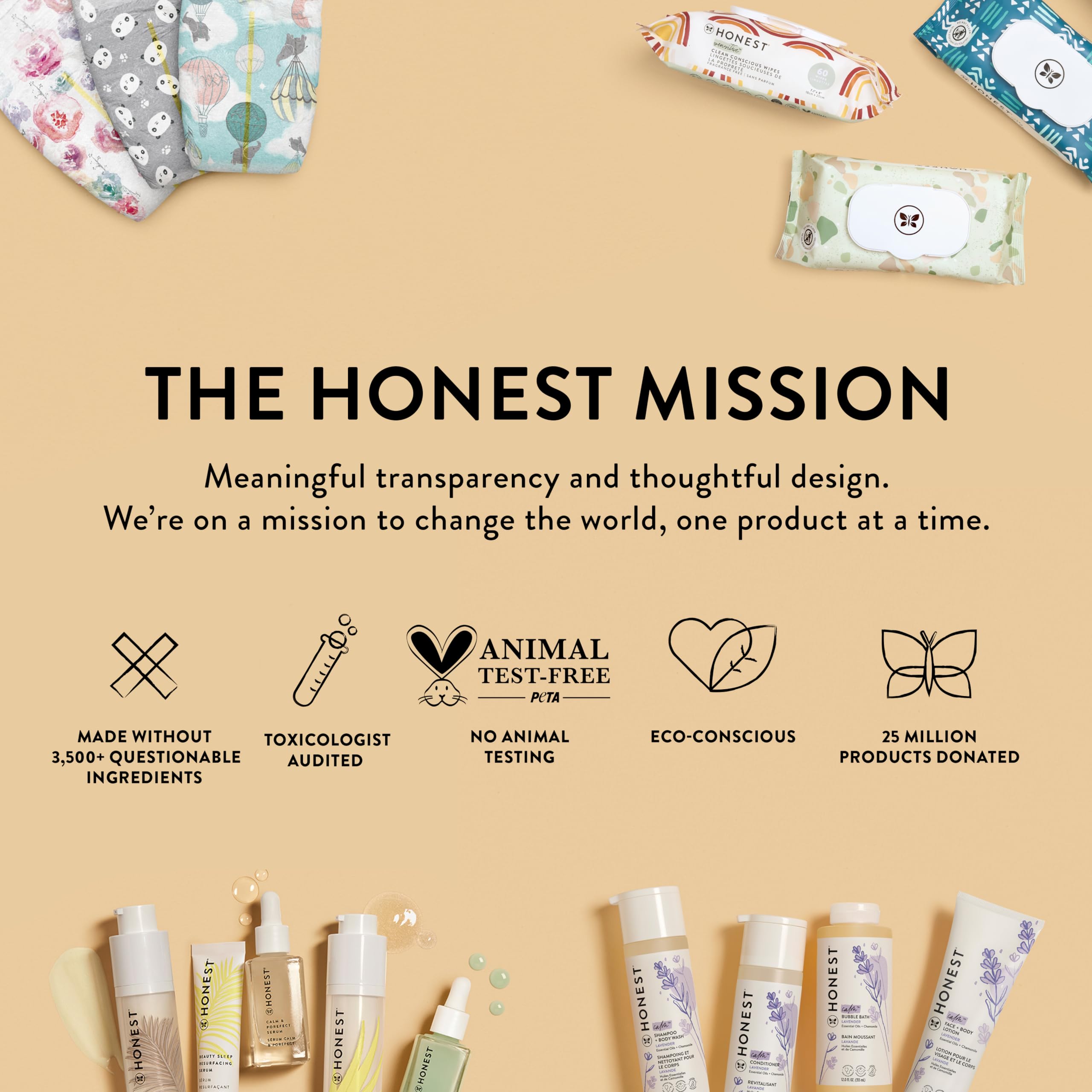 The Honest Company Foaming Bubble Bath & Baby Wash, Tear-Free, Hypoallergenic, Natural Formula, Lavender Calm Scent, 12 fl oz