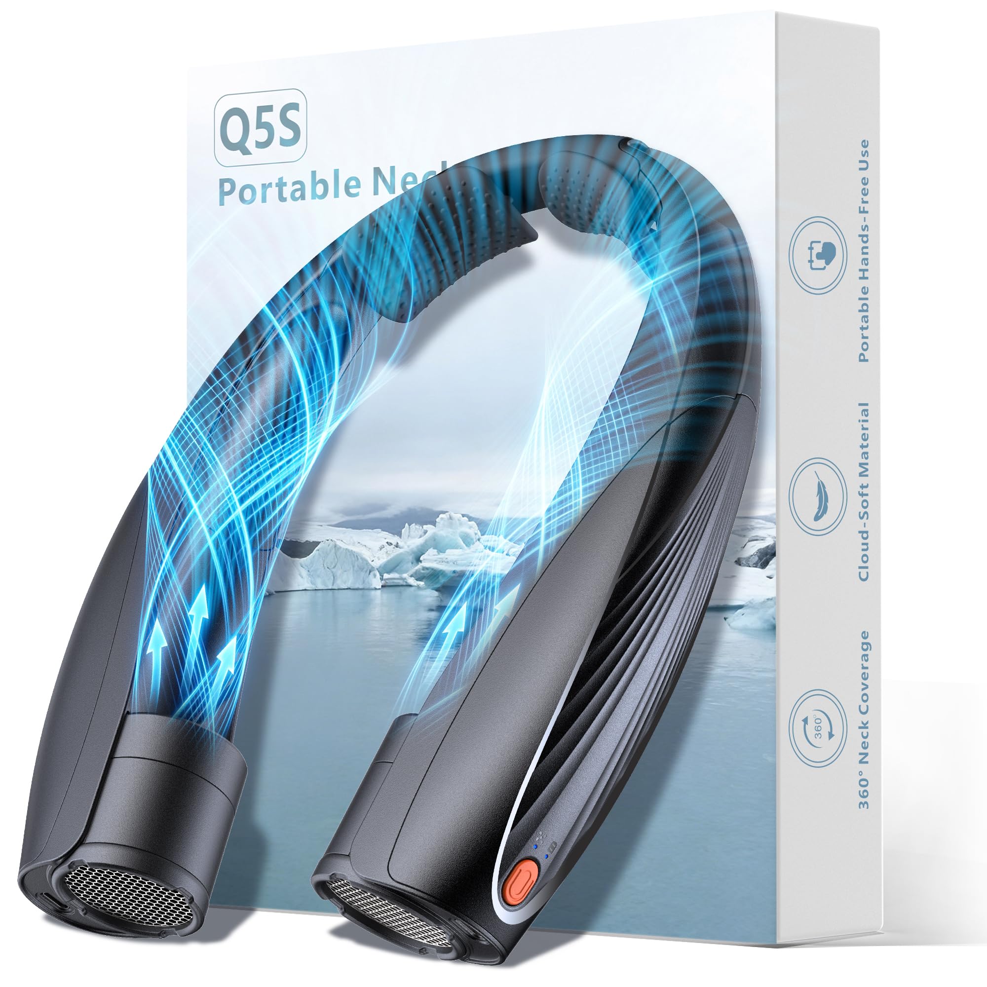Kesguar Portable Neck Fan, 20H RunTime Cooling Fan, 6 Speeds 360° Airflow Personal Fan, Rechargeable Hands Free with 6000mAh Battery Wearable Fan Gifts for Women Men Outdoor Travel Camping