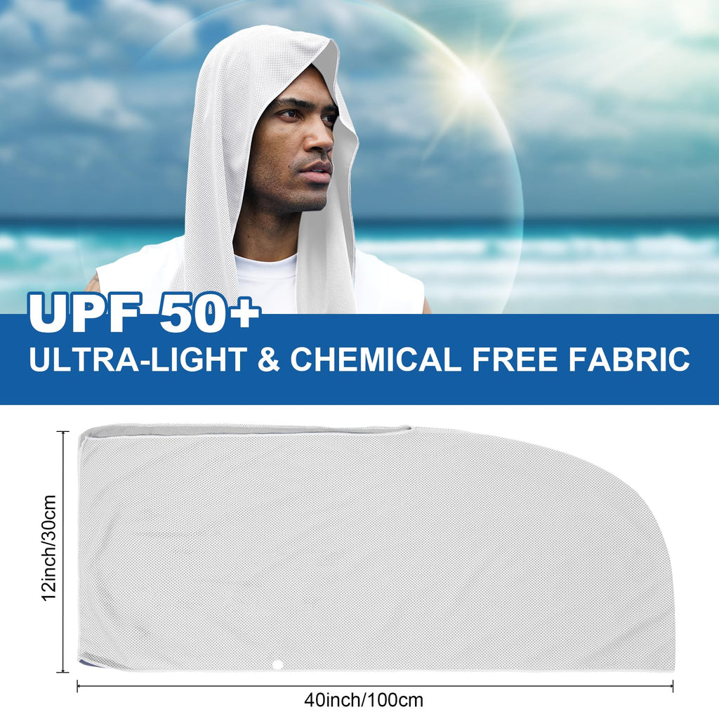 Sukeen Cooling Hoodie Towel, Cooling Towels for Neck and Face Quick Drying Absorbent, UV Protection Cooling Neck Wraps, Sport Workout Camping Cycling Cooling Towel