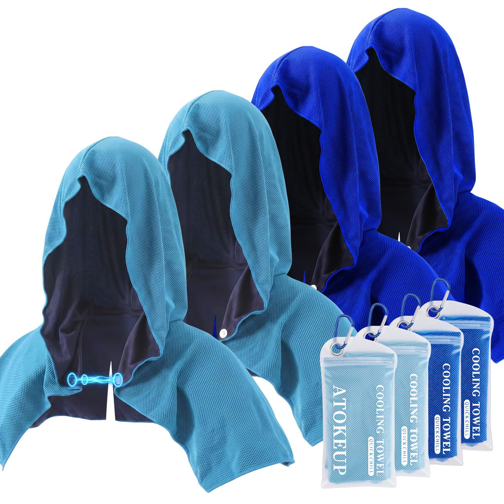 3 Pack Cooling Hoodie Towels for Neck and Face, Ice Towels for Hot Weather | UPF 50 Sun Protection & Instant Cooling, Soft Breathable Towel for Sport, Work Out, Gym, Camping & More Activities