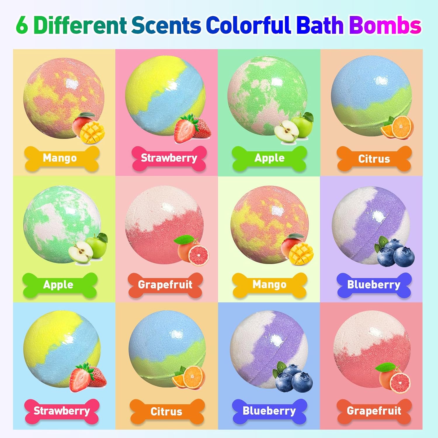 Bath Bombs for Kids with Surprise Inside, 12pcs Bath Bombs with Toys, Organic Colorful Bubble Bath Fizzy Ball, Birthday Gifts Set for Kids, Christmas Party Favor Gift for Boys Girls with Bath Toys