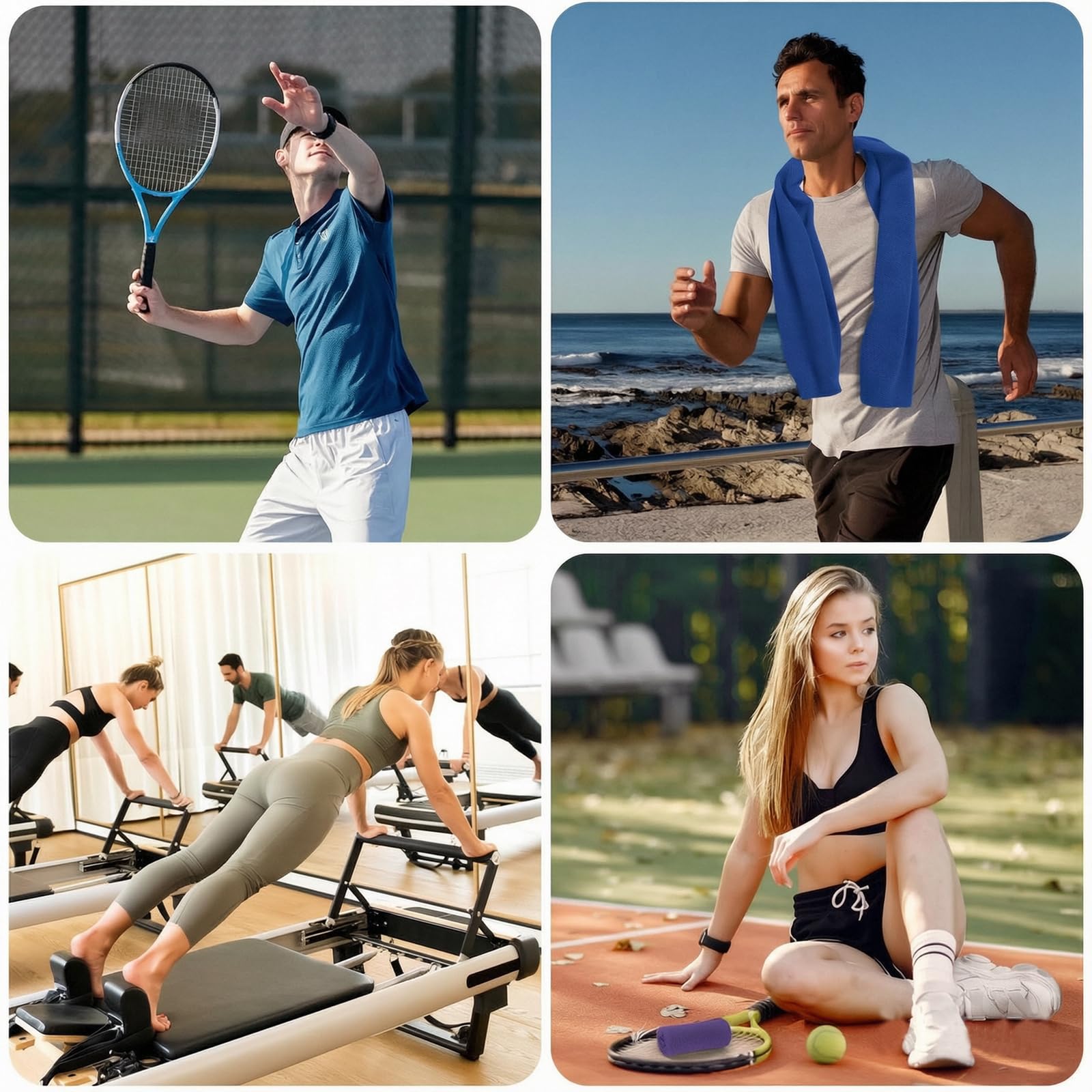 4 Pack Cooling Towel for Gym Fitness Yoga Hiking,Hot Weather Cool Towels Cloth Rags Wrap for Neck Face(4 Pack-02)
