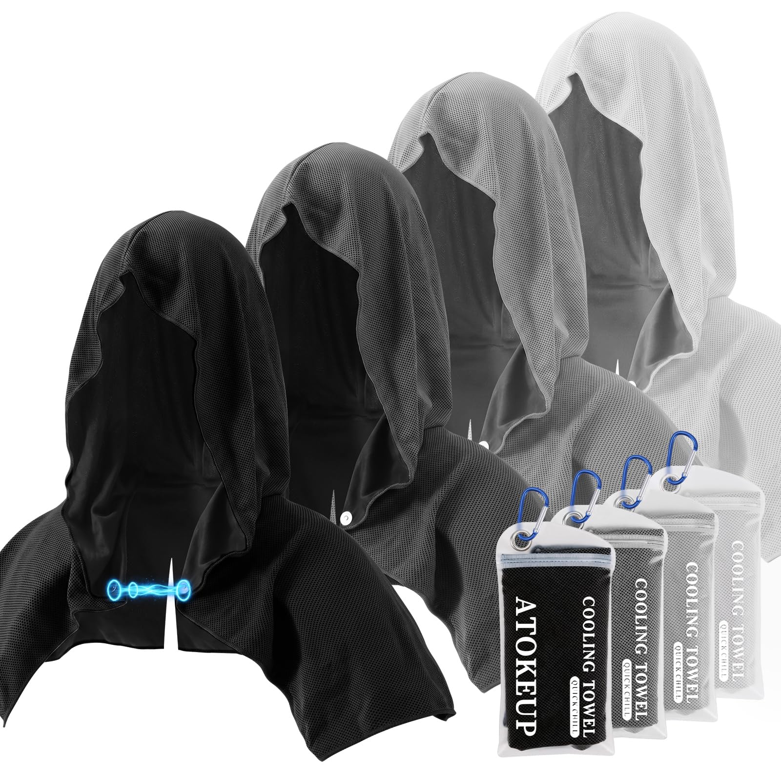 3 Pack Cooling Hoodie Towels for Neck and Face, Ice Towels for Hot Weather | UPF 50 Sun Protection & Instant Cooling, Soft Breathable Towel for Sport, Work Out, Gym, Camping & More Activities
