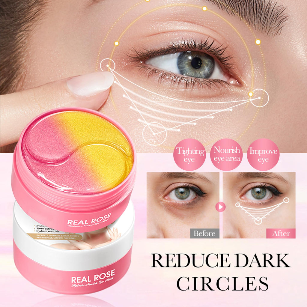 AKARY Eye Patches Rose Hydra-Gel Eye Mask Sheet Lady Skin Care Pad Remove Fine Lines Smooth Repair the Eyes Skin, Under Eye Gel for Moisturizing and Relieving, Firm the Look of the Eye Area