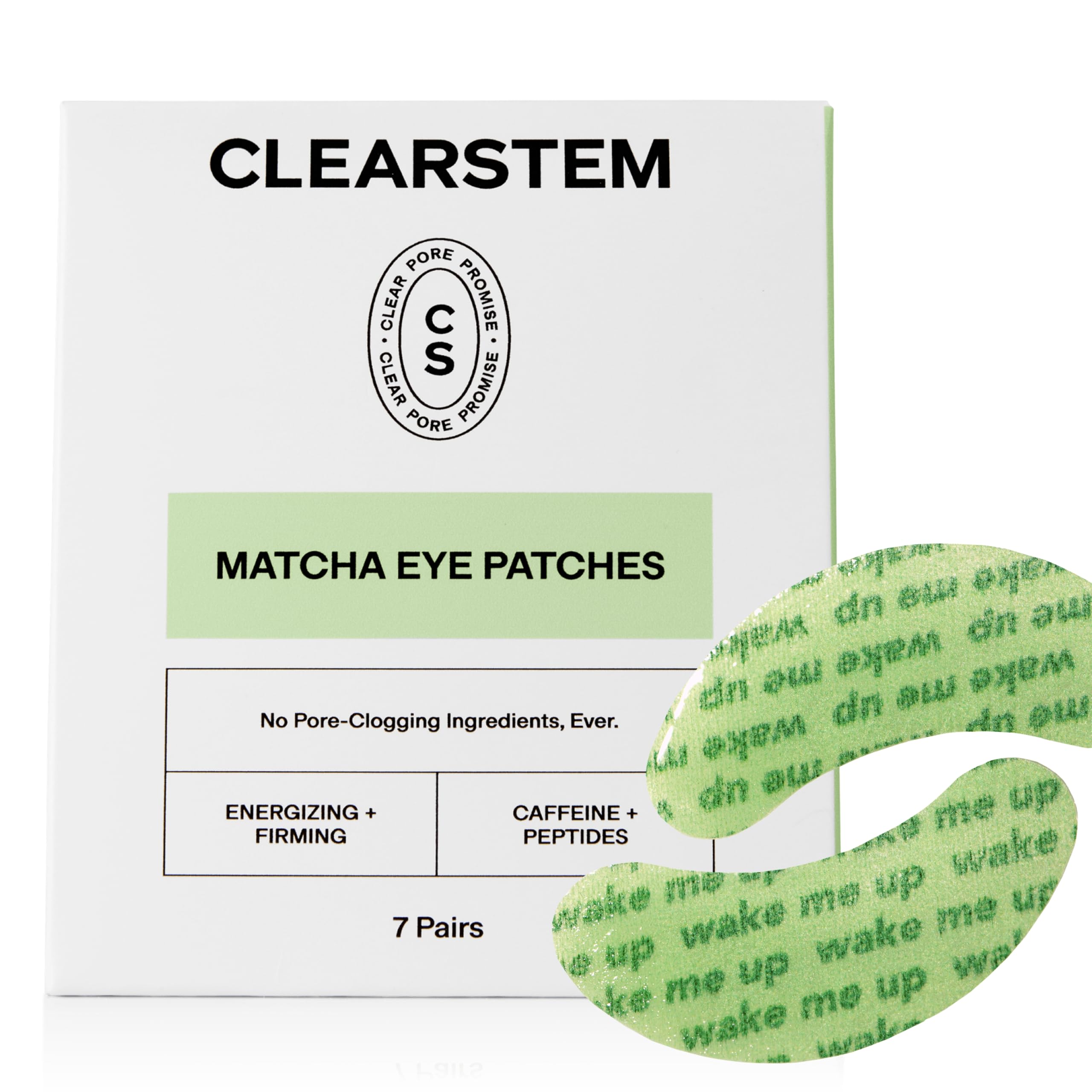 CLEARSTEM EYE CANDY Matcha Under Eye Patches - Eye Masks for Dark Circles and Puffiness, No Slip Patches with Caffeine, Peptides and Botanical Blend - Lightweight Under Eye Depuffer Care - 7 Pairs