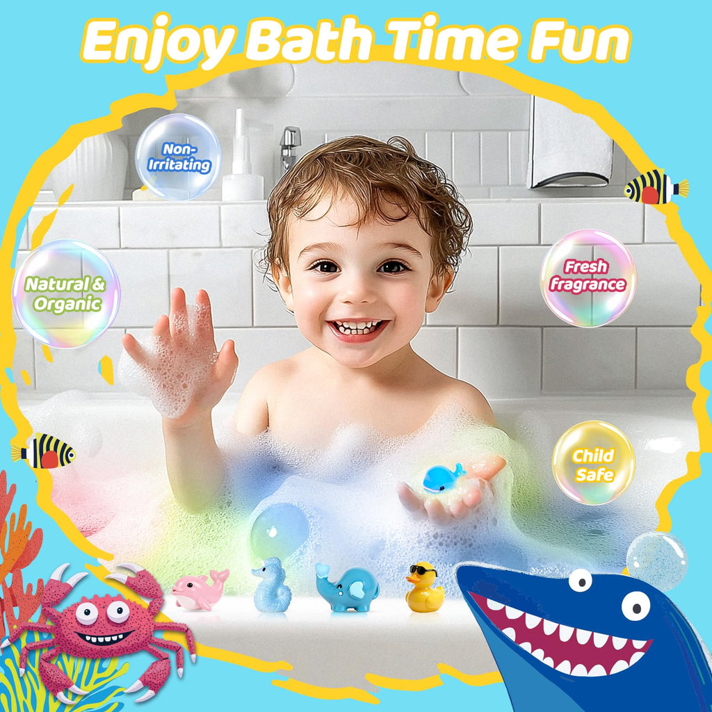 30 Pack Bath Bombs for Kids with Toys Inside, Kids Bath Bombs Gift Set with 30 Sea & Land & Sky Animal Surprise Toy, Child-Safe Natural Bubble Bath Toys, Birthday Gifts for Kids Boys Girls