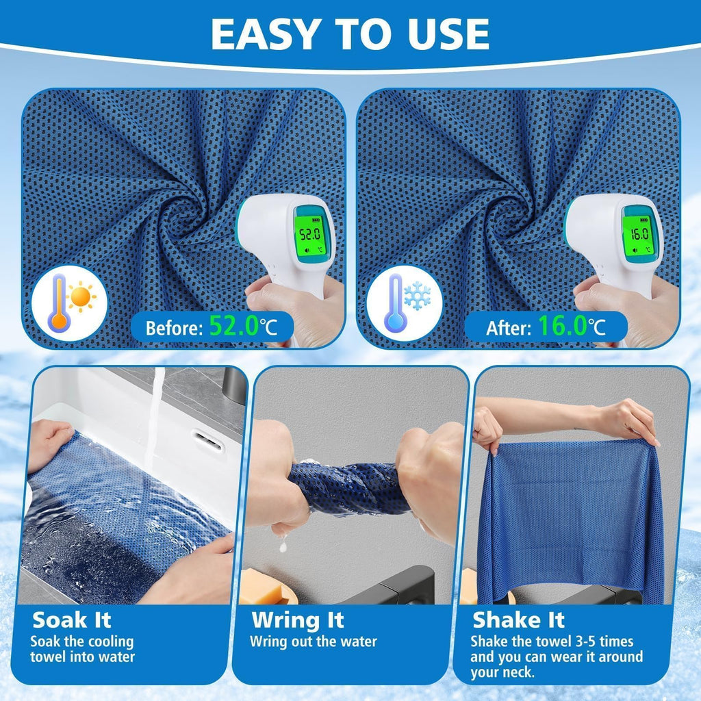 24 Pack Cooling Towels Bulk for Neck and Face 40"x12" Ice Cooling Sweat Rags Microfiber Soft Breathable Soft Chilly Towel for Yoga Golf Sport Running