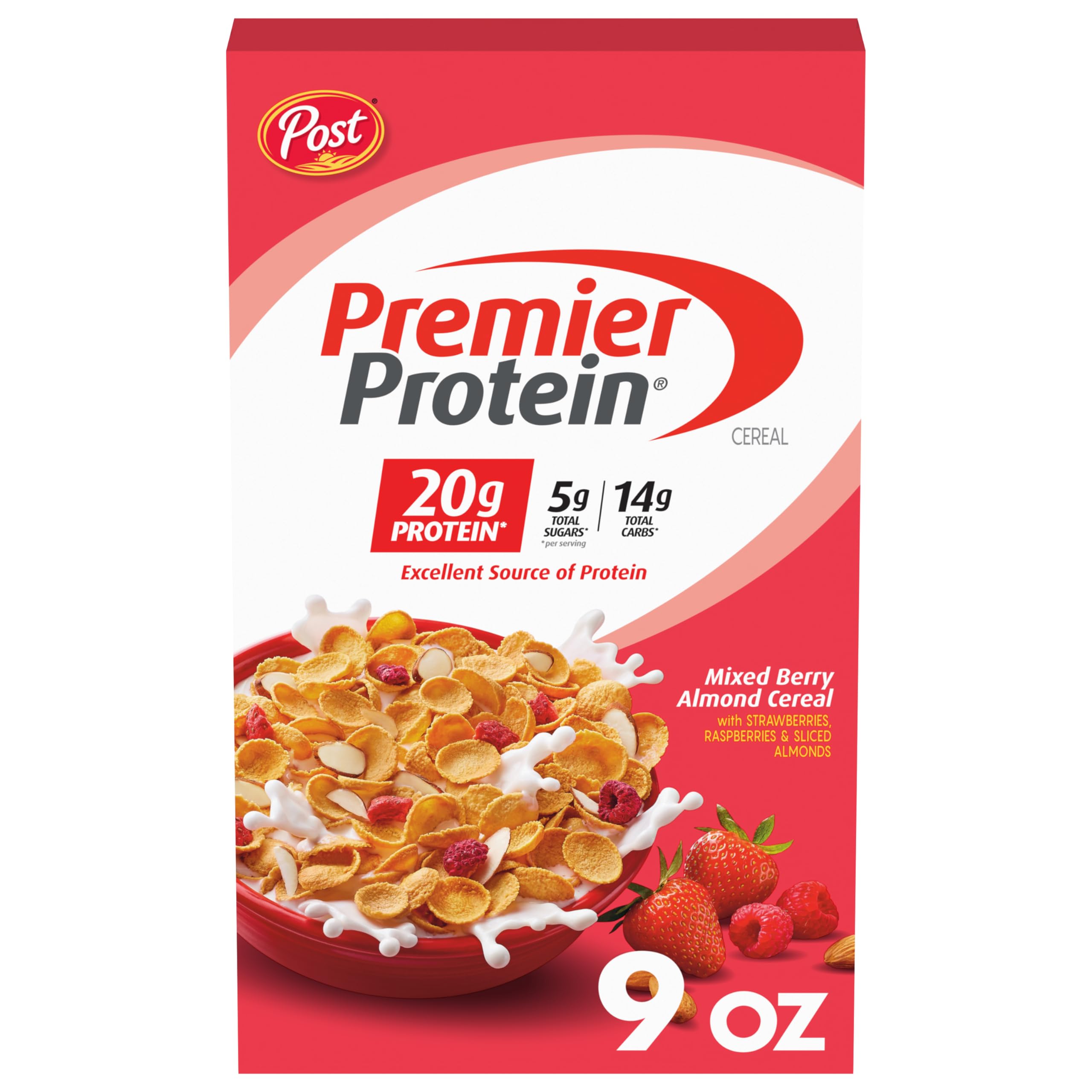Premier Protein Mixed Berry Almond Breakfast Cereal, High-Protein Crunch with Real Fruit and Nuts, 30 oz Bag (1 Count)