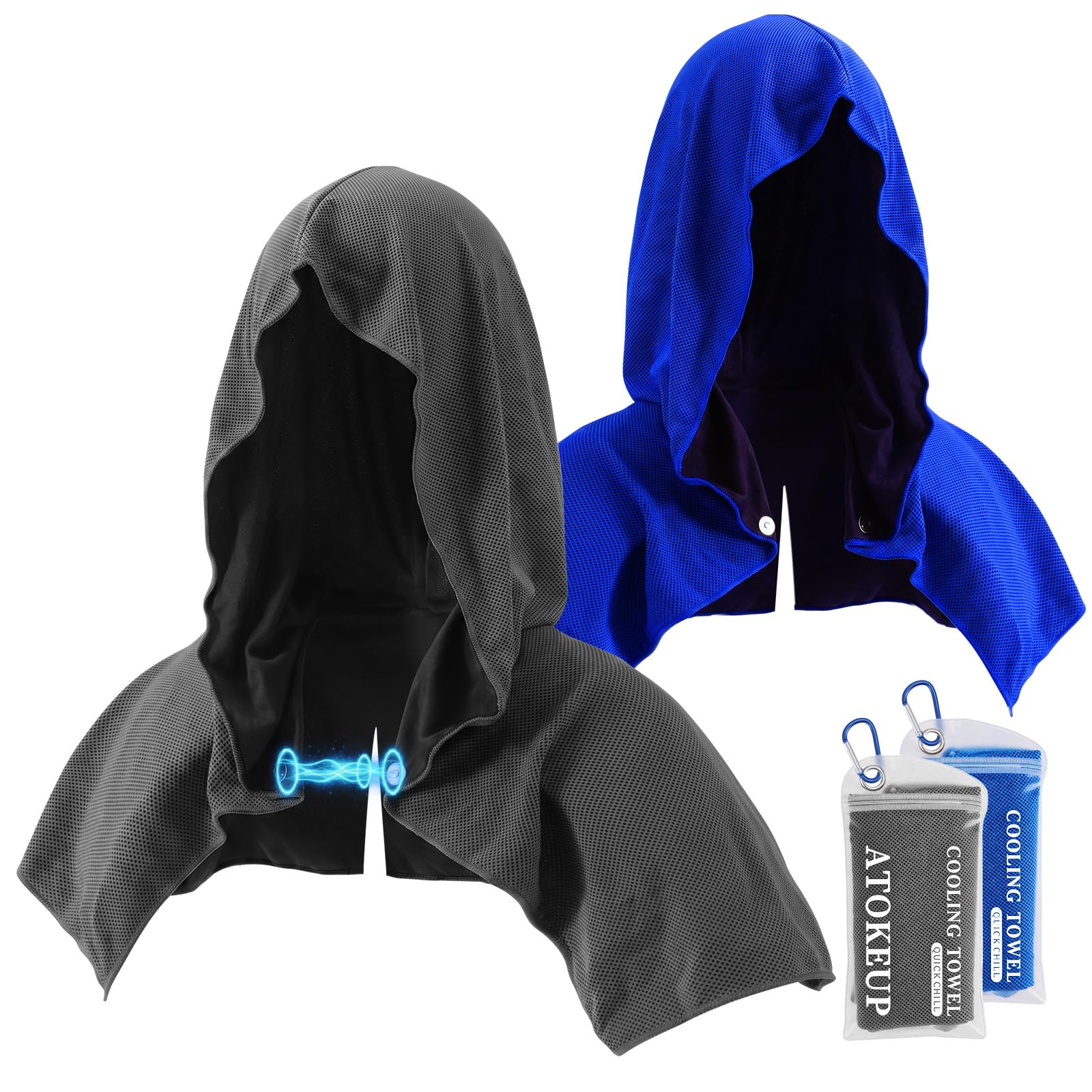 3 Pack Cooling Hoodie Towels for Neck and Face, Ice Towels for Hot Weather | UPF 50 Sun Protection & Instant Cooling, Soft Breathable Towel for Sport, Work Out, Gym, Camping & More Activities