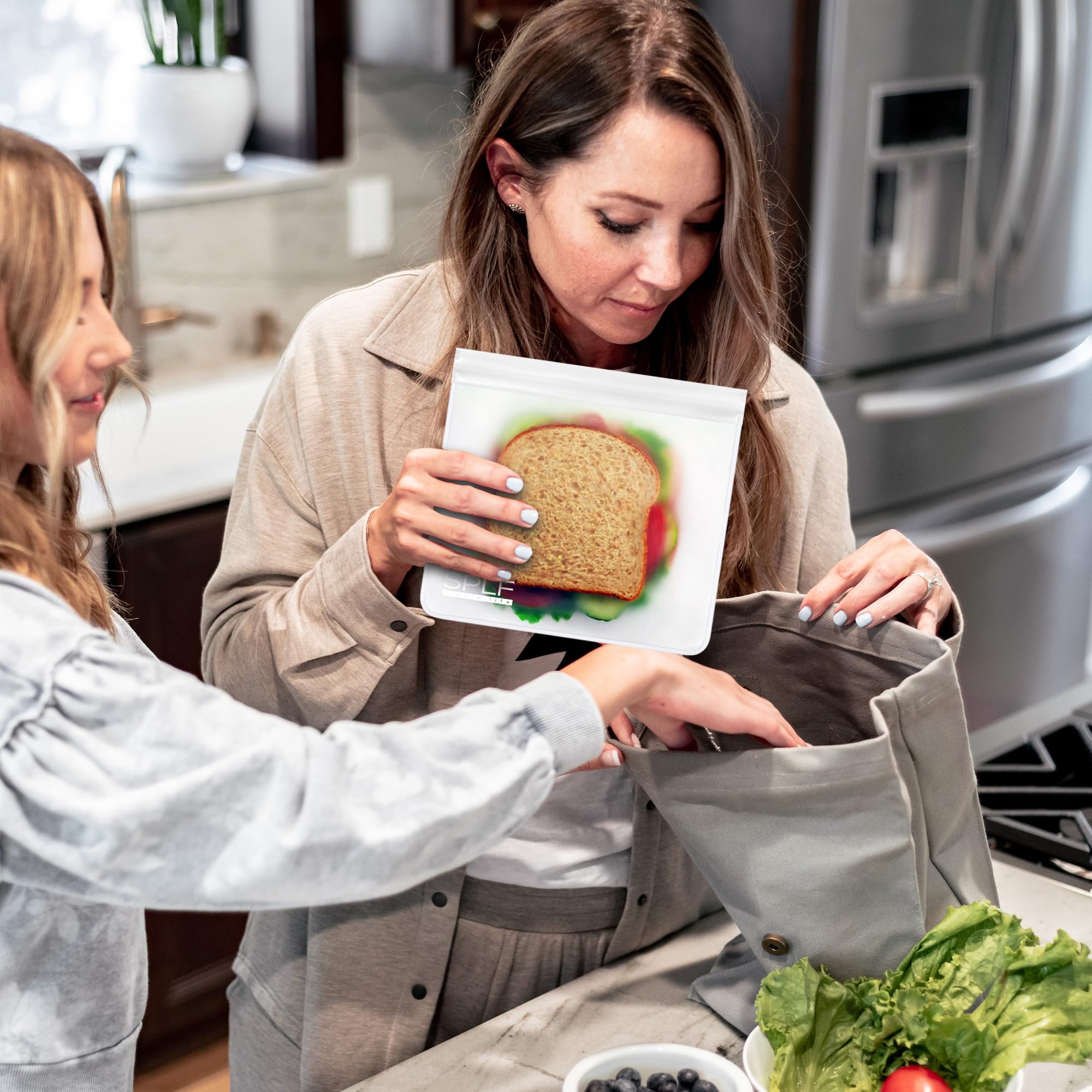 SPLF 6 Pack Reusable Gallon Freezer Bags Dishwasher Safe, BPA FREE Reusable Food Storage Bags, Extra Thick Leakproof Silicone Free 1 Gallon Bags for Marinate Meat, Cereal, Sandwich, Snack, Travel Item