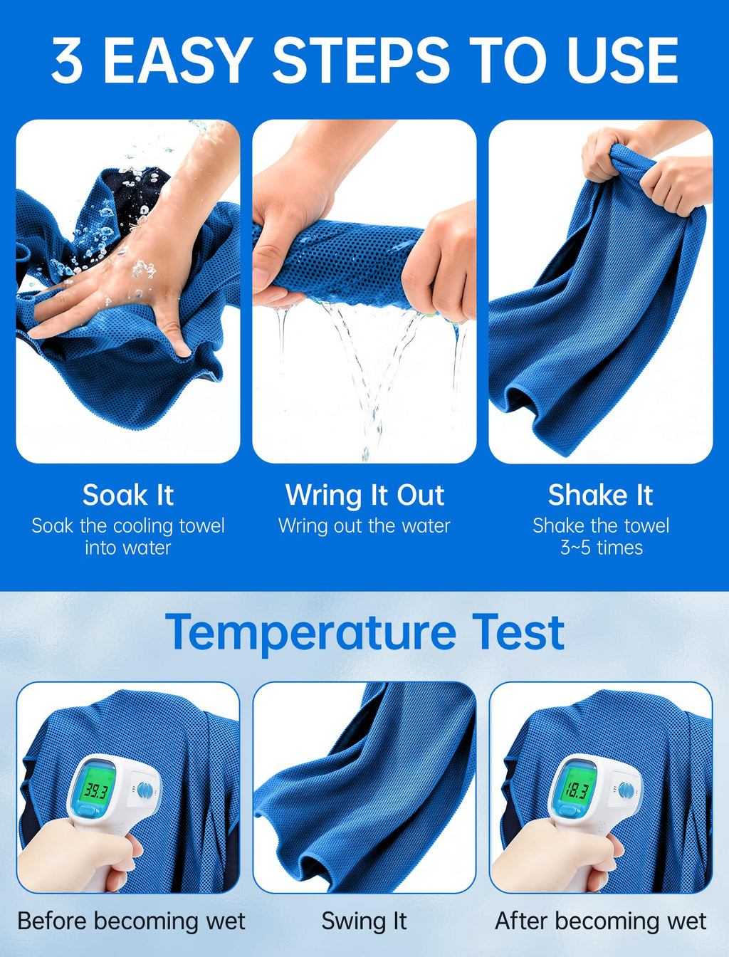 Cooling Towels for Neck and Face: Instant Cool Towel for Hot Weather UPF 50 Quick Dry Microfiber Sweat Towel for Gym Sports Workout Travel - 40"x12", 4 Packs Multicoloured