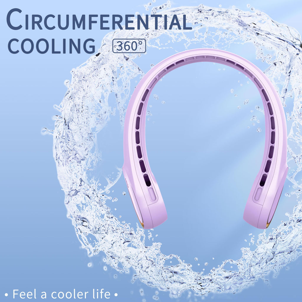 FrSara Neck Fan, Portable Personal Fan Strong Wind, 4000mAh, Air Volume,360° Cooling, No Hair Twisting, Air Volume On 2 Sides, Non-Slip, Quick Charge, Long Use Time, Gift for Women, Men, Birthday