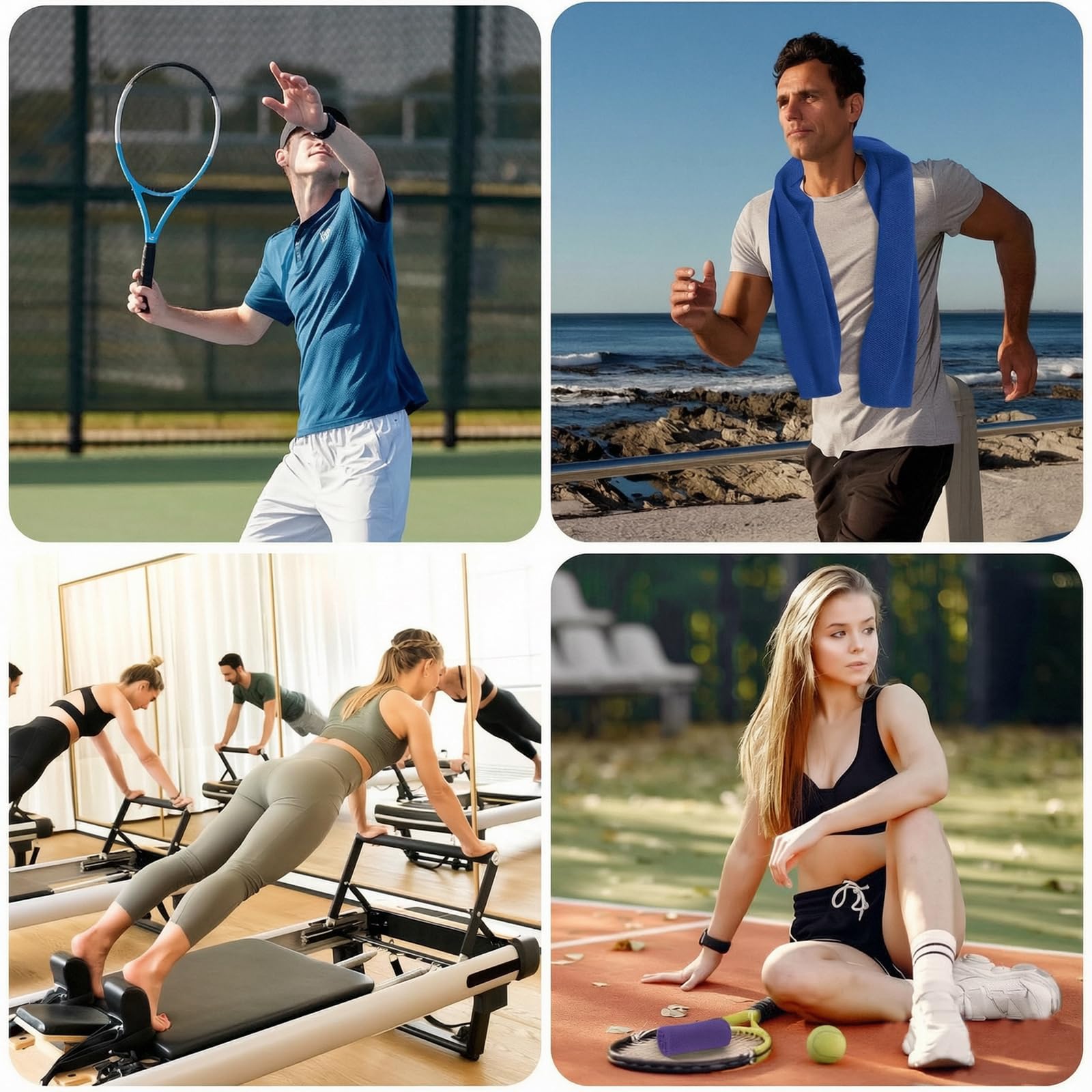 4 Pack Cooling Towel for Gym Fitness Yoga Hiking,Hot Weather Cool Towels Cloth Rags Wrap for Neck Face(4 Pack-02)