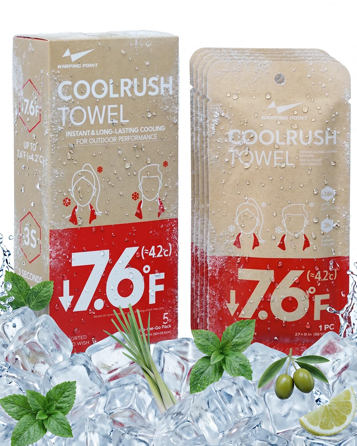 CoolRush Towel, Ice Neck Wraps for Extreme Heat, Large Cooling Body Wipe No Rinse, Chilly Wet Rags for Workout, Lake, Walking, Fishing, Running, Festival, Soccer, Cruise, Rave, River Must Have