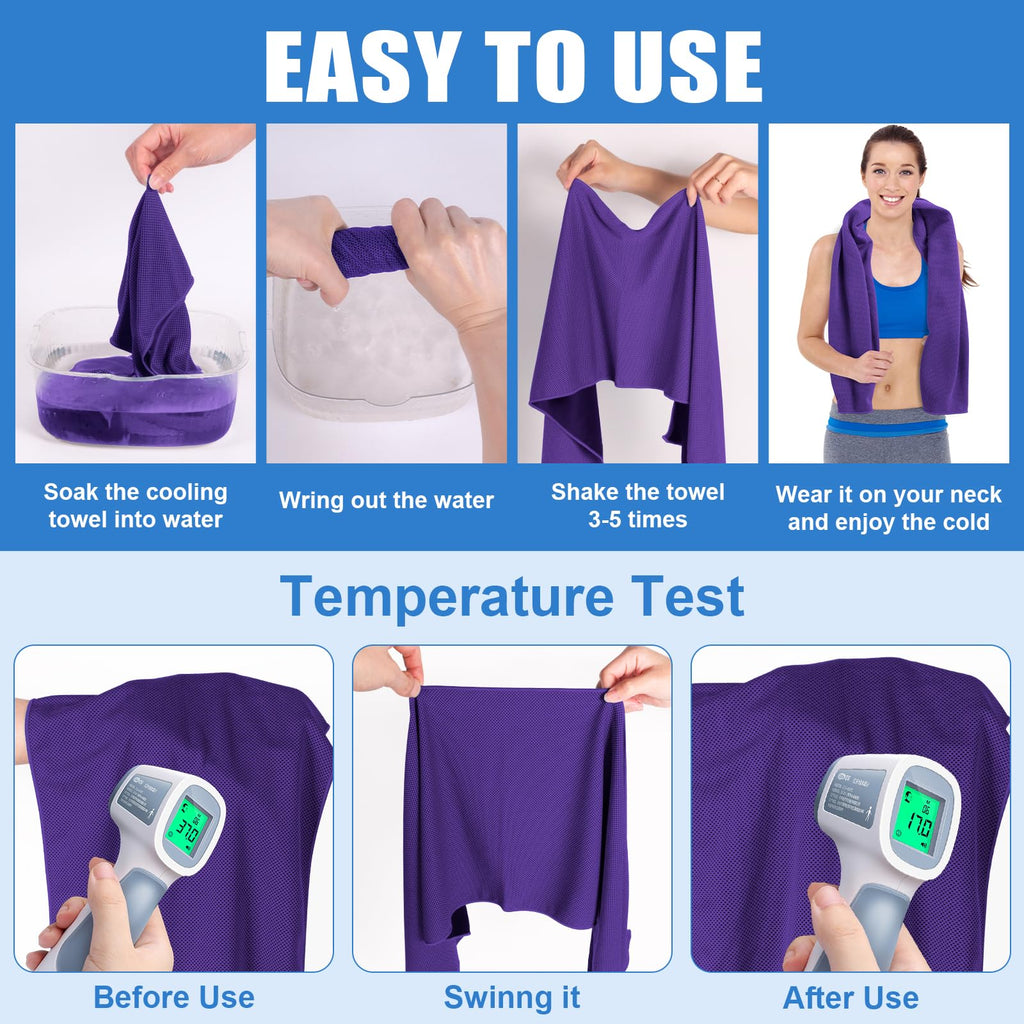 4 Pack Cooling Towel for Gym Fitness Yoga Hiking,Hot Weather Cool Towels Cloth Rags Wrap for Neck Face(4 Pack-02)