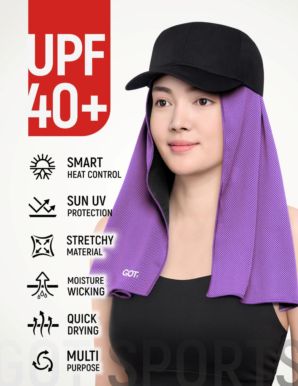 Instant Cooling Towel Neck & Face - Sweat Rag Neck Wraps Gym Workout | 40x12 Inch, Evaporative Cooling, Wet Wring Snap Activation, Lightweight, UPF 40+, Outdoor Adventures