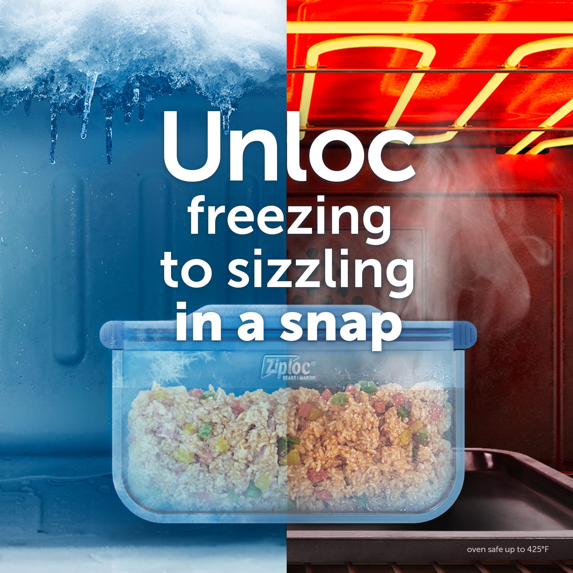 Ziploc Endurables Medium Pouch, 2 Cups, Reusable Silicone Bags and Food Storage Meal Prep Containers for Freezer, Oven, and Microwave, Dishwasher Safe, 2 Pack