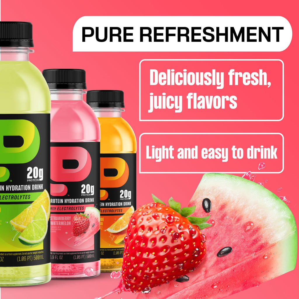 Protein2o 2-in-1 Clear Whey Protein & Electrolyte Beverage, 20g Protein, Gluten-Free, Keto, 16.9 fl oz Bottles (12 Count Variety Pack)