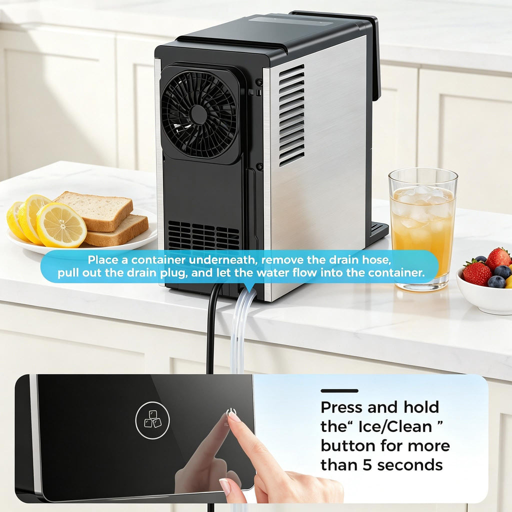 COWSAR Ice Maker Countertop, Portable Ice Machine with Self-Cleaning, 26.5 lbs/24Hrs, 8 Ice Cubes in 6 Mins, Ice Basket and Scoop, Ideal for Home, Kitchen, Bar, Camping