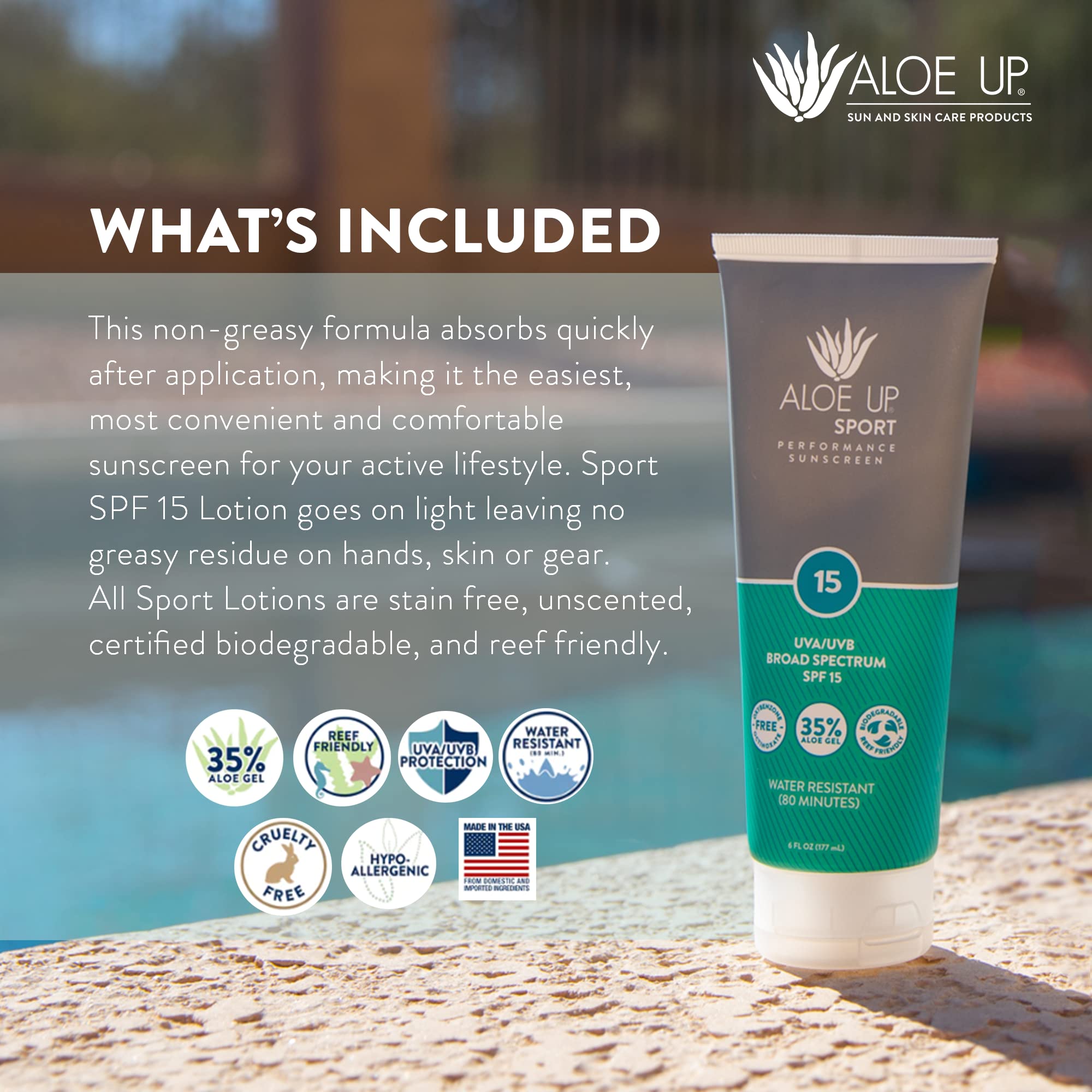 Aloe Up Sport Sunscreen Body Lotion SPF 50 – Broad Spectrum Sunblock With Aloe Vera Gel – Non-Greasy, Skin Sun Protection, No White Cast – Sunscreen – Fragrance-Free – 6 Oz, 2-Pack