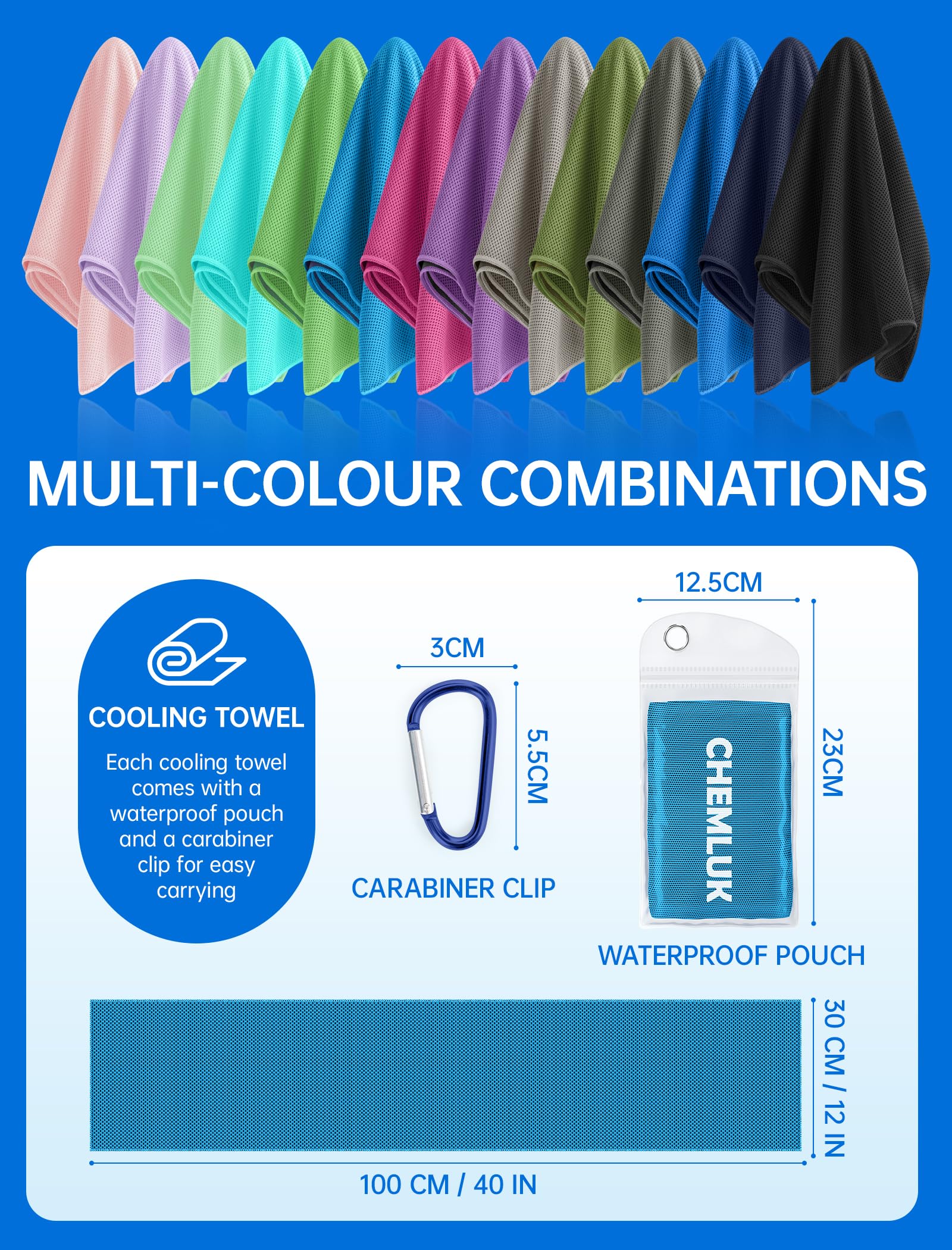 4 Packs Cooling Towels: Instant Cool Towel for Neck and Face Hot Weather UPF50 Quick Dry Microfiber Sweat Towels for Gym Workout Sports (40"x12")