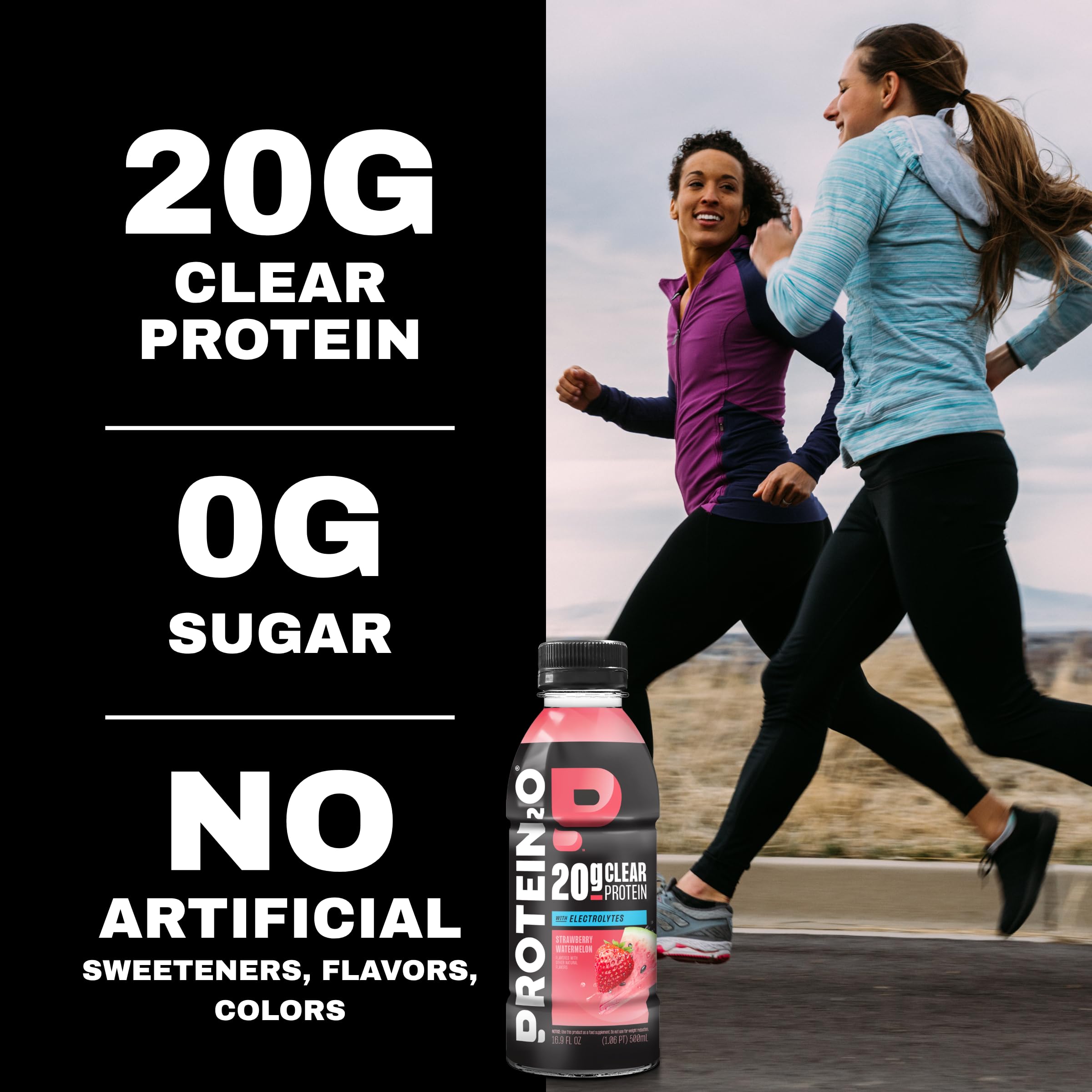 Protein2o 2-in-1 Clear Whey Protein & Electrolyte Beverage, 20g Protein, Gluten-Free, Keto, 16.9 fl oz Bottles (12 Count Variety Pack)
