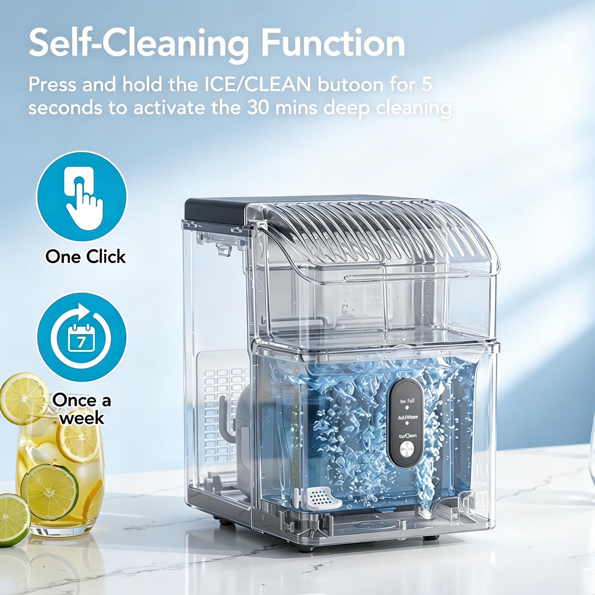 COWSAR Ice Maker Countertop, Portable Ice Machine with Self-Cleaning, 26.5 lbs/24Hrs, 8 Ice Cubes in 6 Mins, Ice Basket and Scoop, Ideal for Home, Kitchen, Bar, Camping