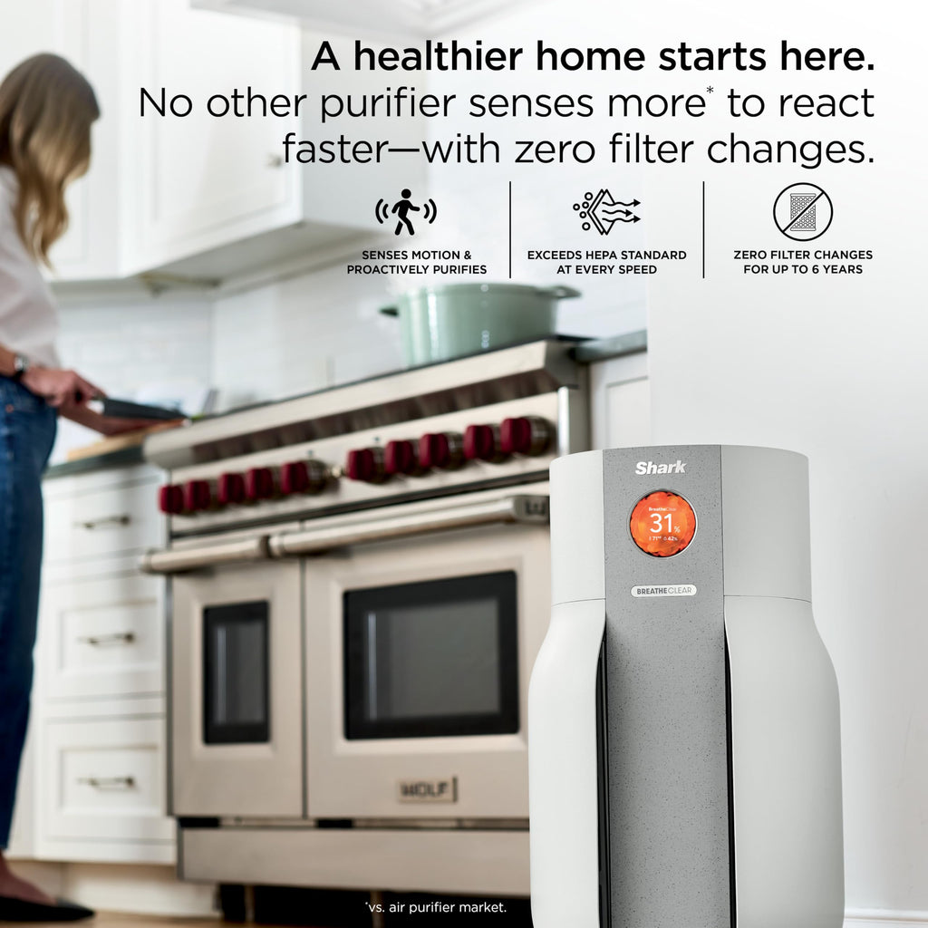 Shark BreatheClear, Smart Air Purifier, Living Room, Bedroom, Kitchen, Motion Sensing, HEPA-Exceeding In All Modes, No Filter Changes up to 6 Years, Dove, HP162 (2026)