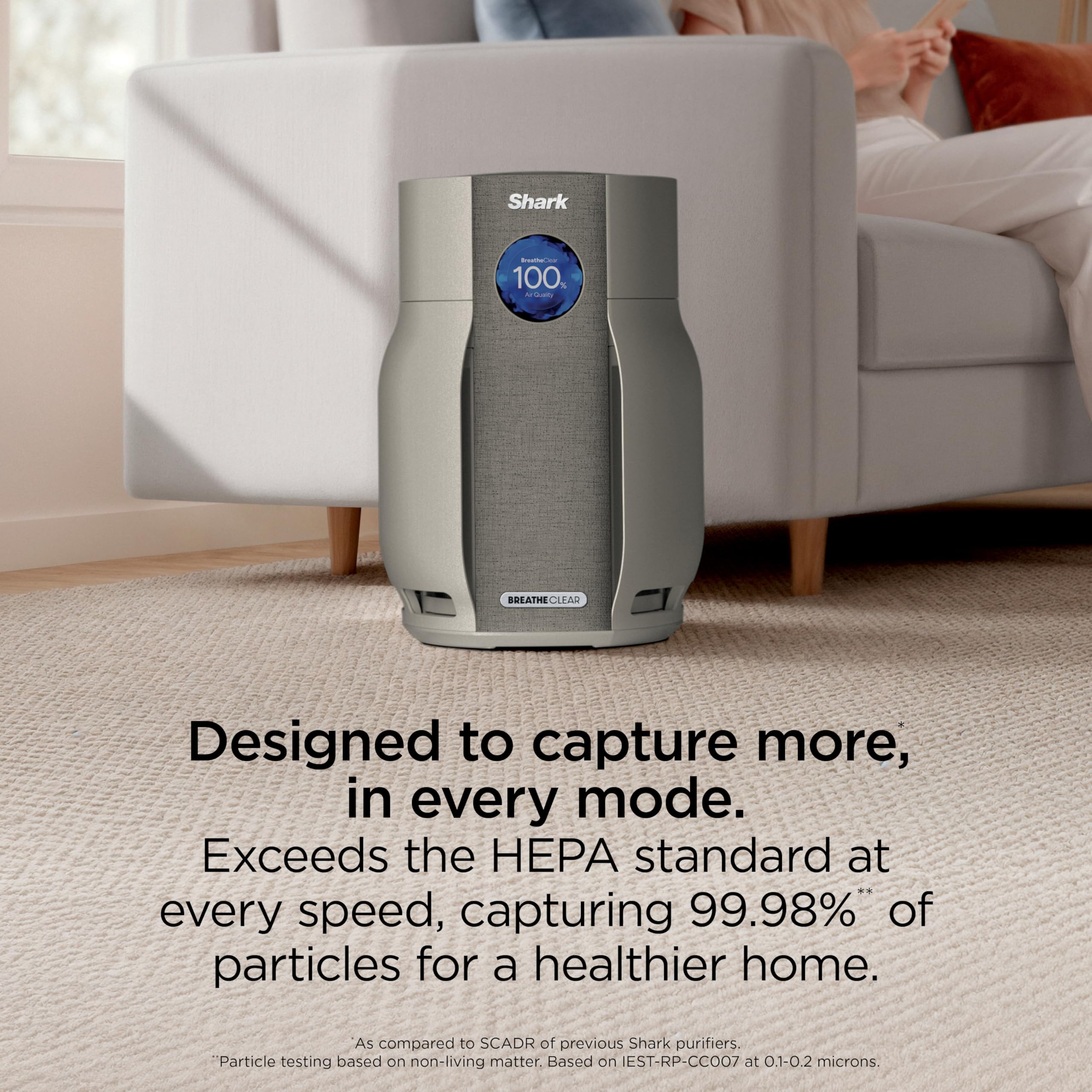 Shark BreatheClear, Smart Air Purifier, Living Room, Bedroom, Kitchen, Motion Sensing, HEPA-Exceeding In All Modes, No Filter Changes up to 6 Years, Dove, HP162 (2026)