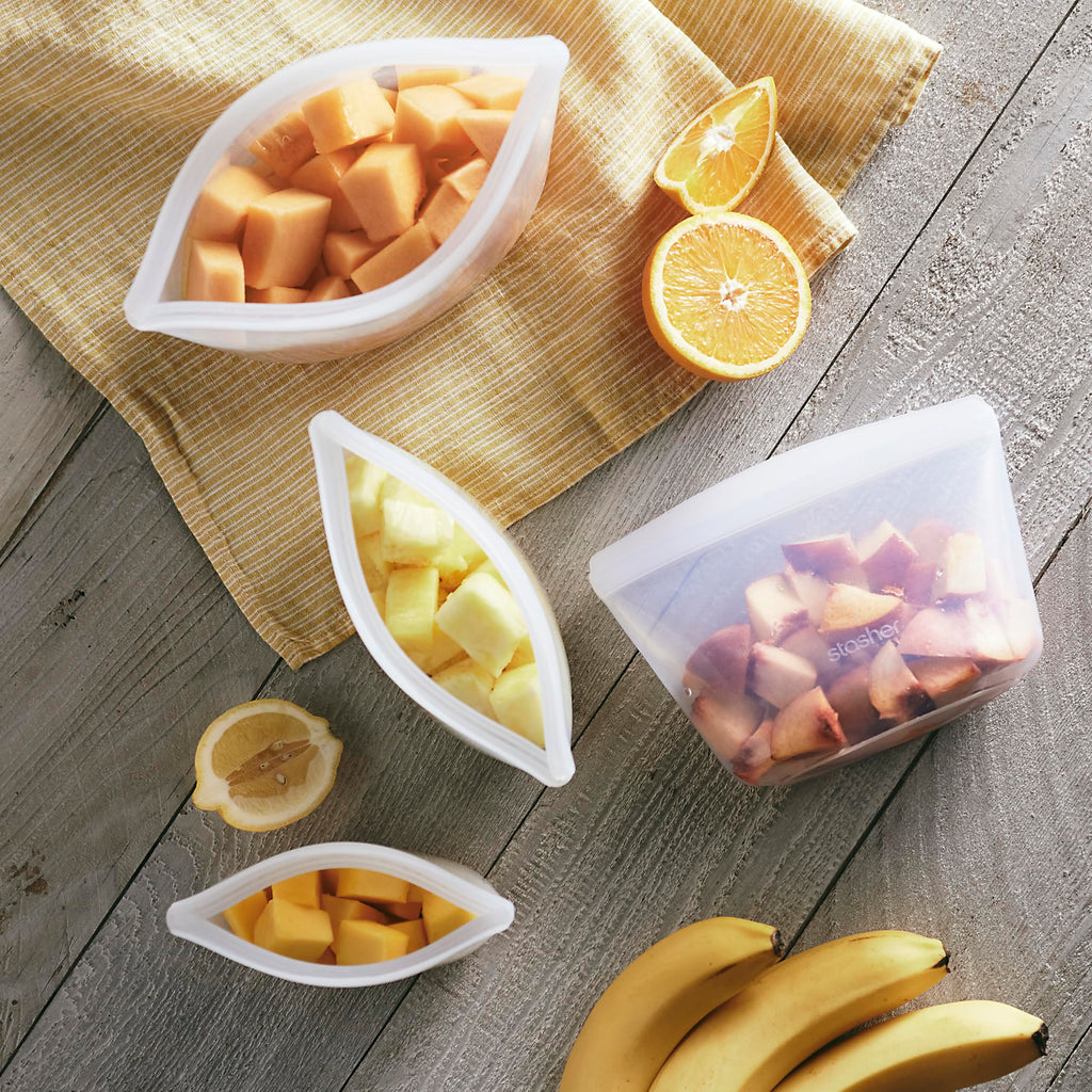 Stasher Silicone Reusable Storage Bags, 3-Pack, Reusable Freezer Bags, Microwave, Dishwasher, Oven Safe, Sous Vide, Premium Lunch Containers, Eco Friendly, Food Storage Bags, Snack Bags, Multicolor