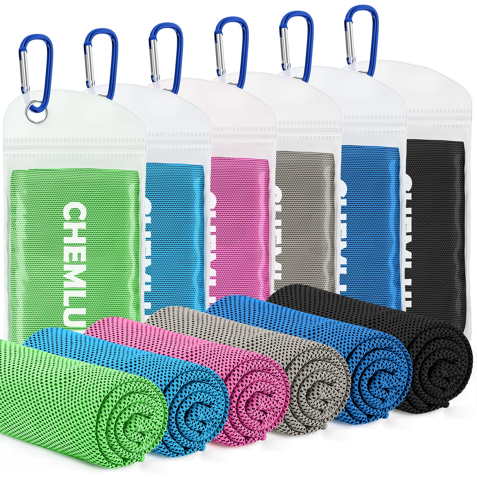 Cooling Towels for Neck and Face: Instant Cool Towel for Hot Weather UPF 50 Quick Dry Microfiber Sweat Towel for Gym Sports Workout Travel - 40"x12", 4 Packs Multicoloured