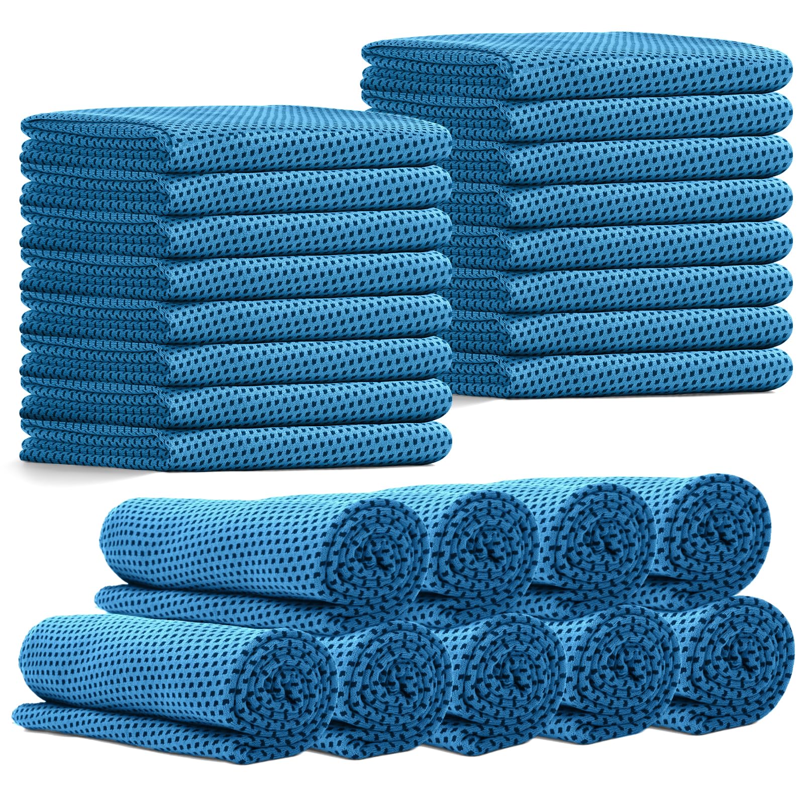 24 Pack Cooling Towels Bulk for Neck and Face 40"x12" Ice Cooling Sweat Rags Microfiber Soft Breathable Soft Chilly Towel for Yoga Golf Sport Running