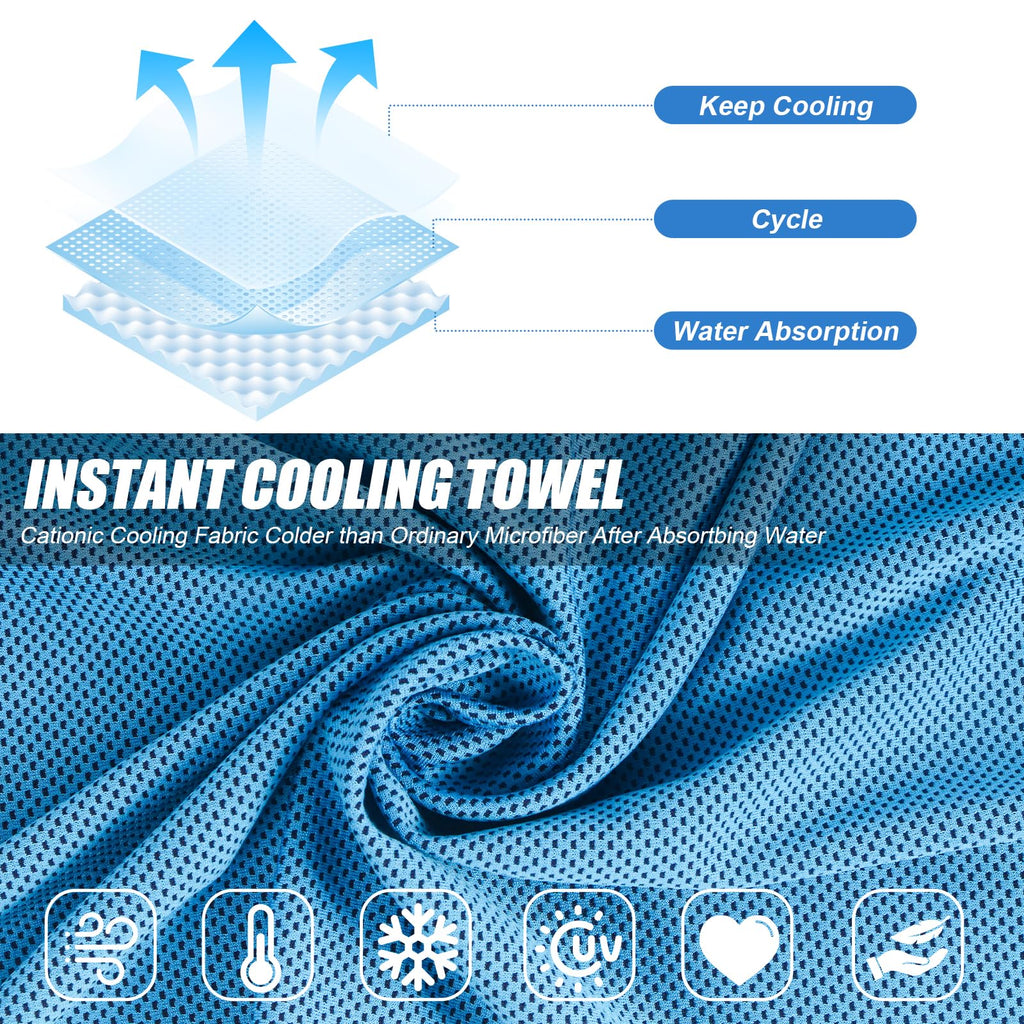 4 Pack Cooling Towel for Gym Fitness Yoga Hiking,Hot Weather Cool Towels Cloth Rags Wrap for Neck Face(4 Pack-02)