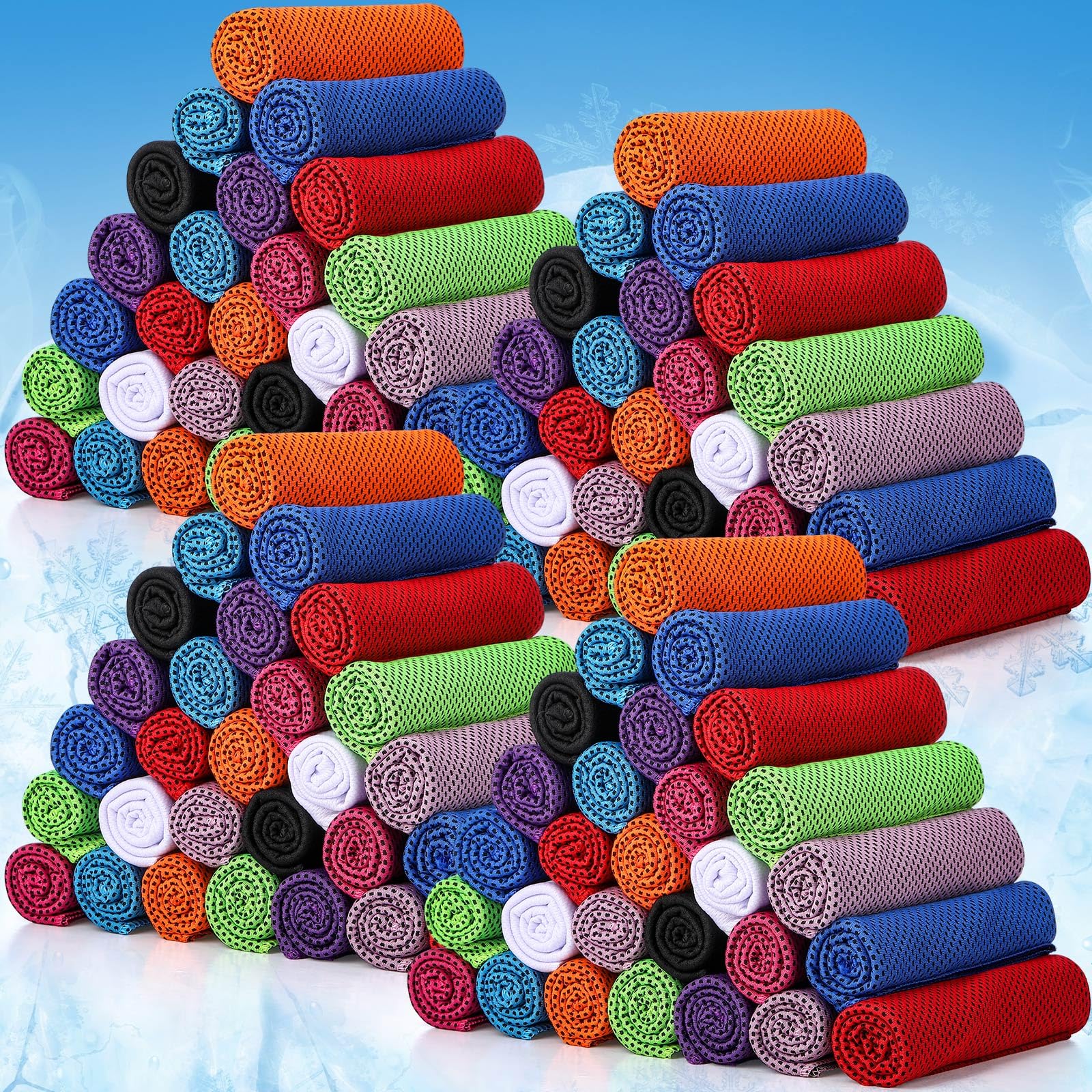 BBTO 800 Pcs Microfiber Ice Towel - 32 x 12 Inch Cooling Cold Towel for Neck and Face Breathable Chilly for Yoga, Sport, Gym, Workout, Camping and More Activities (Multicolor)