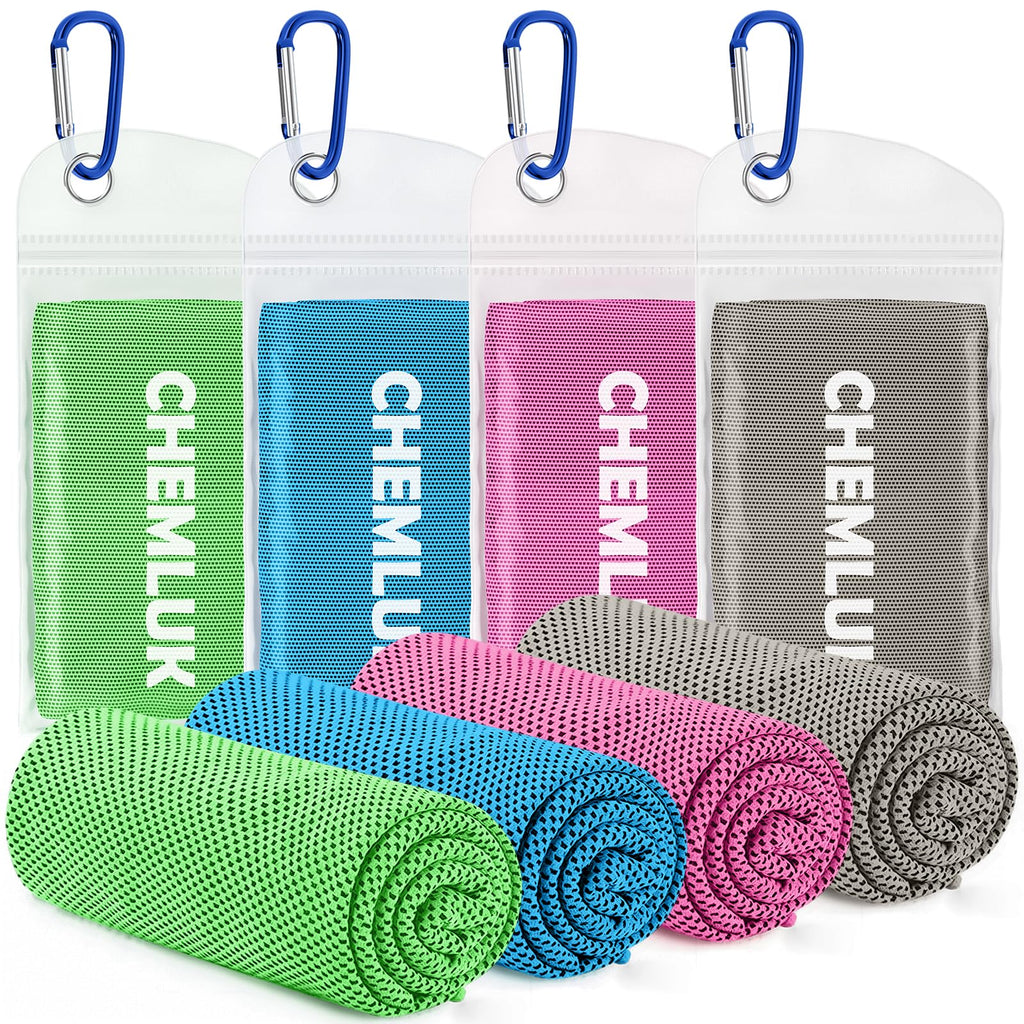 Cooling Towels for Neck and Face: Instant Cool Towel for Hot Weather UPF 50 Quick Dry Microfiber Sweat Towel for Gym Sports Workout Travel - 40"x12", 4 Packs Multicoloured