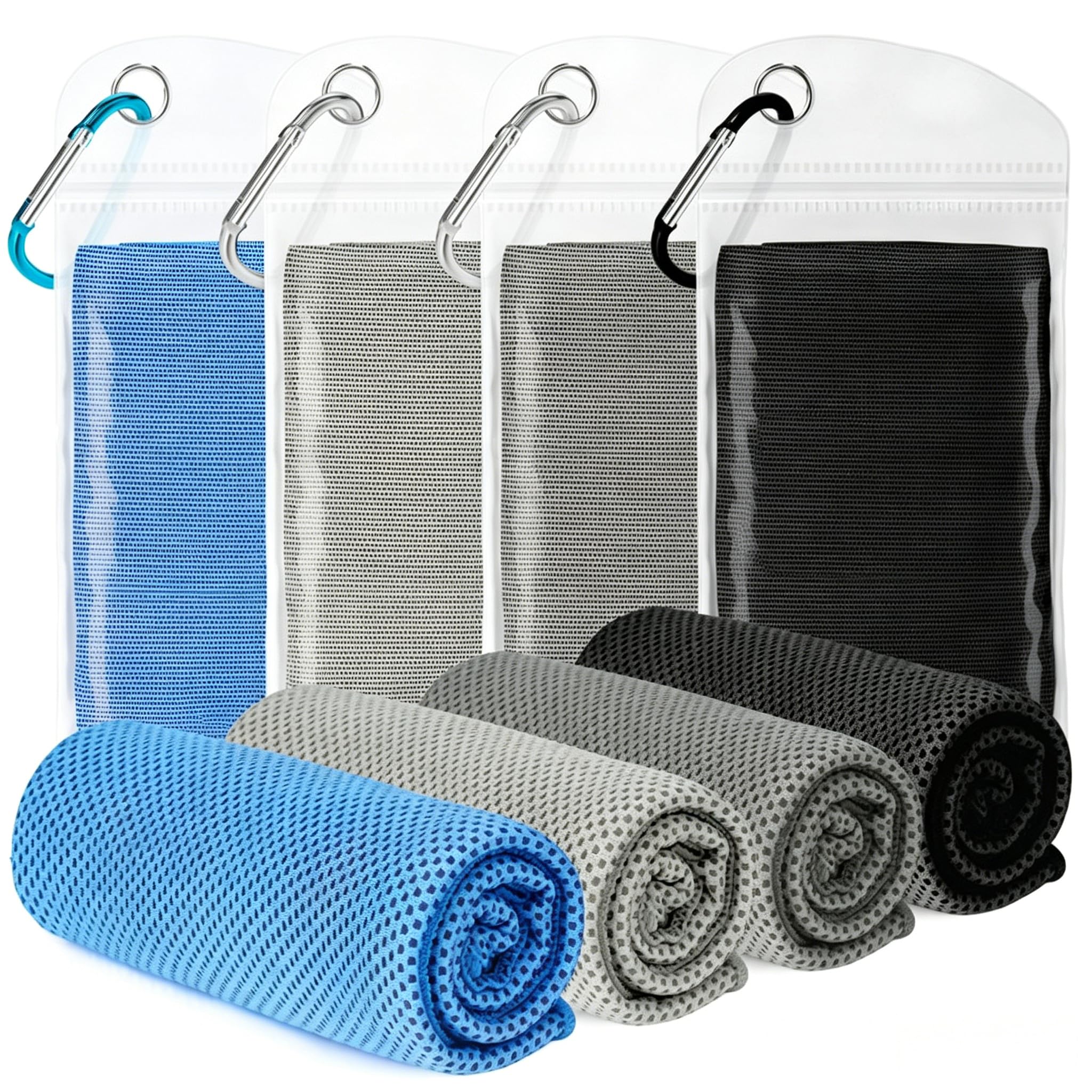 4 Pack Cooling Towels for Neck and Face(40"x12"), Cooling Neck Wraps, Ice Towel for Hot Weather, Soft Breathable Gym Towel, Cool Towel for Workout, Camping, Yoga, Sport, Running