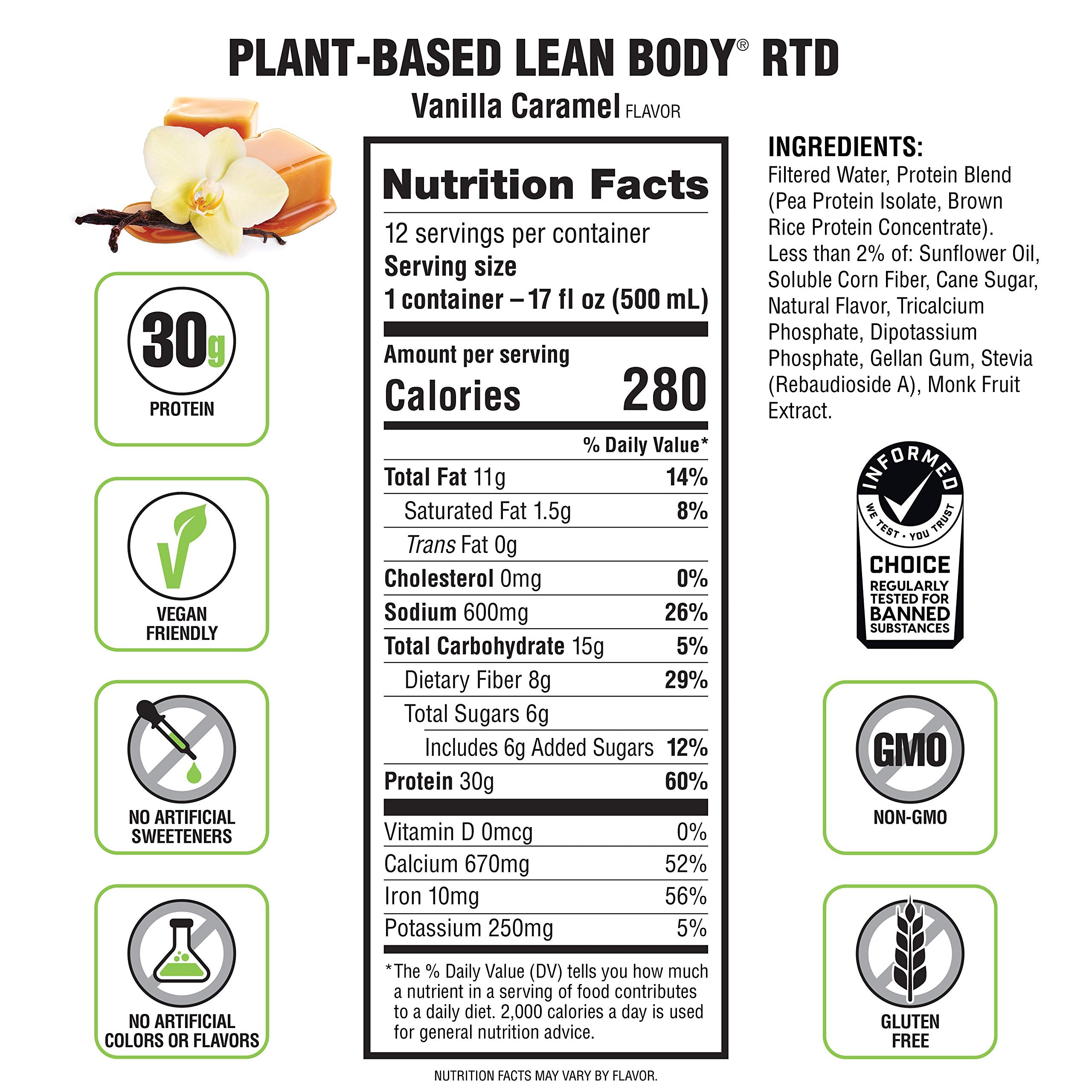 Labrada Lean Body Ready-to-Drink Chocolate Protein Shake, 40g Protein, Whey Blend, 0 Sugar, Gluten Free, 22 Vitamins & Minerals, LABRADA, 17 Fl Oz (Pack of 12)