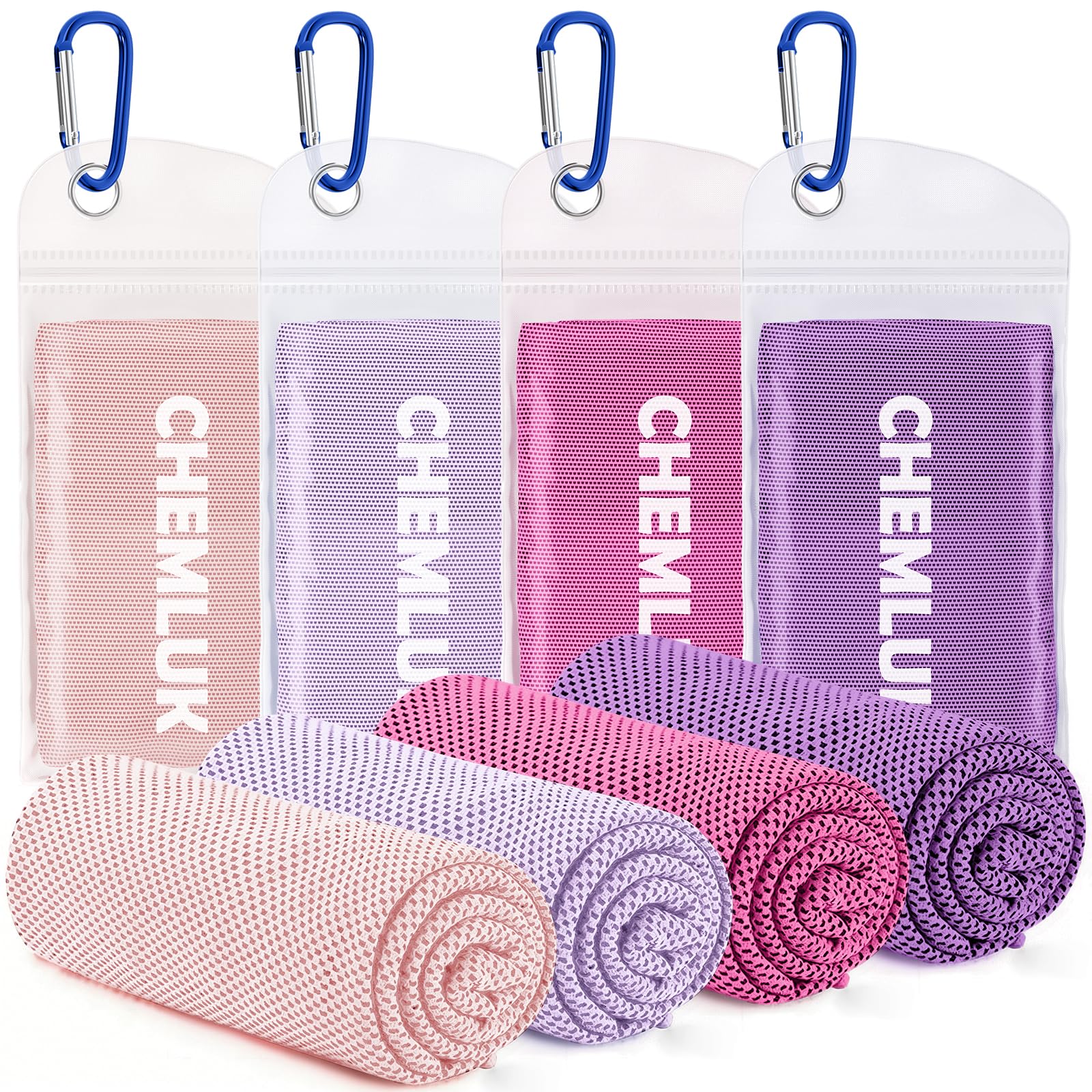 4 Packs Cooling Towels: Instant Cool Towel for Neck and Face Hot Weather UPF50 Quick Dry Microfiber Sweat Towels for Gym Workout Sports (40"x12")