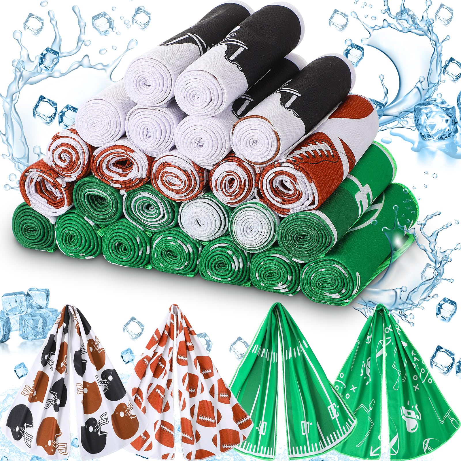 FuWeave 24 Pack Baseball Cooling Towel 40 x 12 Inch Breathable Sport Cooling Towel Microfiber Fast Drying Baseball Team Gifts for Athletes Yoga Gym Camping Running