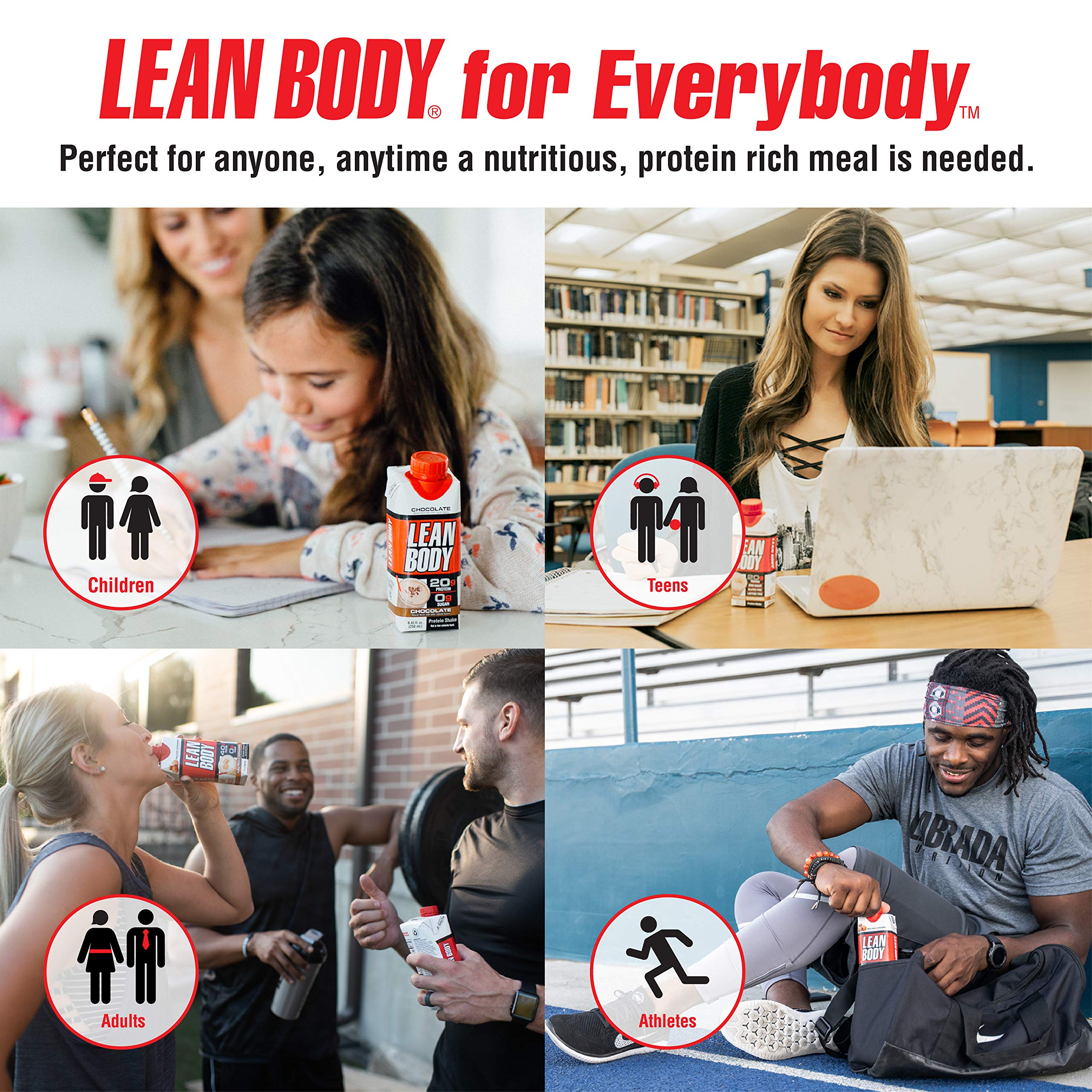 Labrada Lean Body Ready-to-Drink Chocolate Protein Shake, 40g Protein, Whey Blend, 0 Sugar, Gluten Free, 22 Vitamins & Minerals, LABRADA, 17 Fl Oz (Pack of 12)