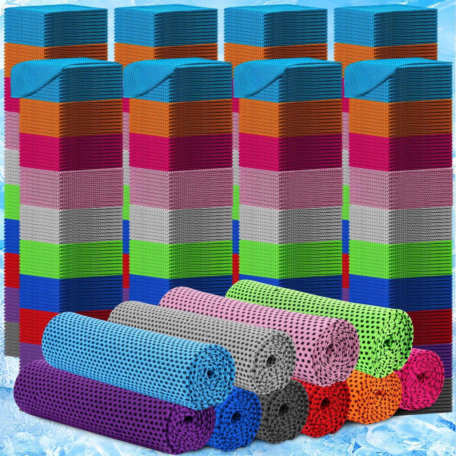 BBTO 800 Pcs Microfiber Ice Towel - 32 x 12 Inch Cooling Cold Towel for Neck and Face Breathable Chilly for Yoga, Sport, Gym, Workout, Camping and More Activities (Multicolor)