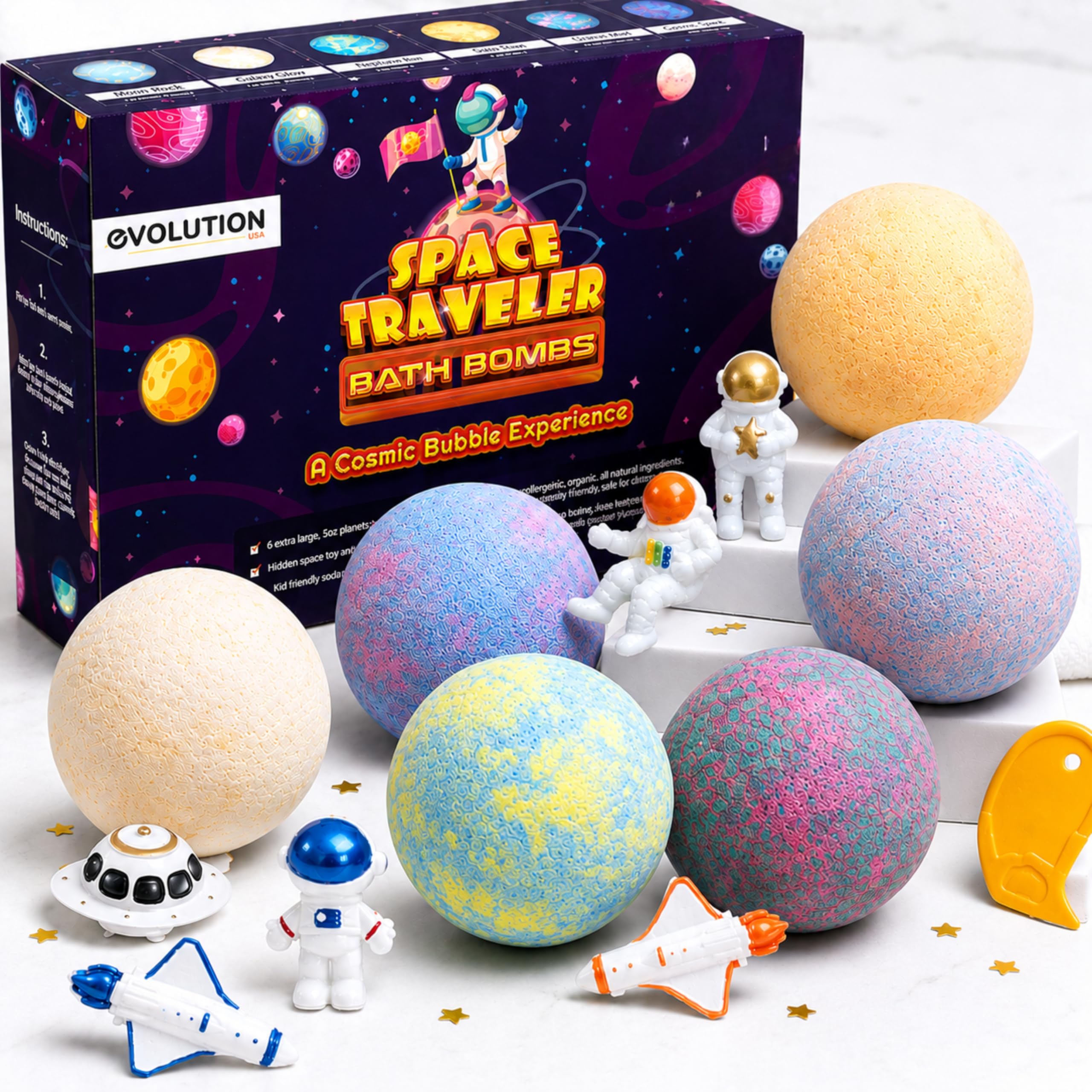 EvolutionUSA Refresh Bath Bombs for Women & Kids – 24 Bath Bombs Mini Sized, Organic Bathbomb Set, Women & Kids Bath Fizz, Luxury Gift for Mother’s Day, Easter, Valentines, Birthday or Self Care